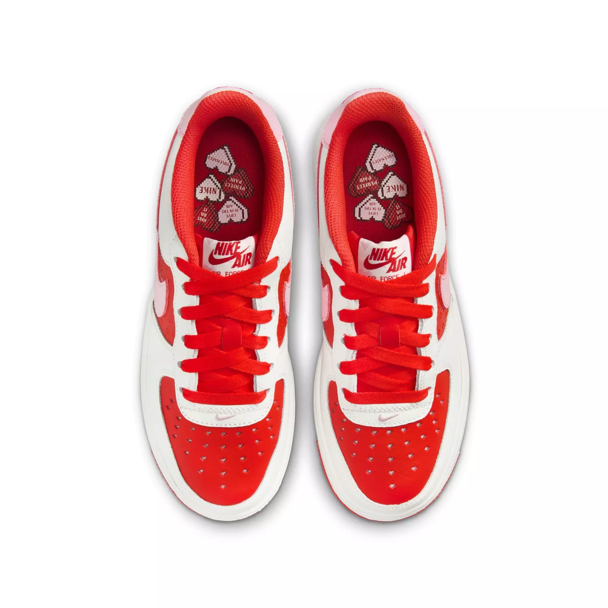 Nike Air Force 1 "Summit White/Pink Foam/Lt Crimson" Grade School Girls' Shoe - RED/WHITE
