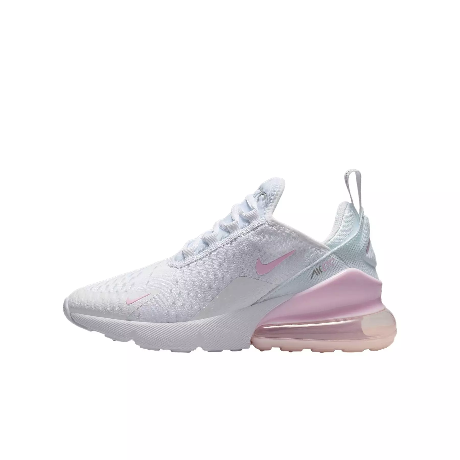 Nike Air Max 270 "White/Light Smoke Grey/Pink Foam" Grade School Girls' Shoe - WHITE/PINK