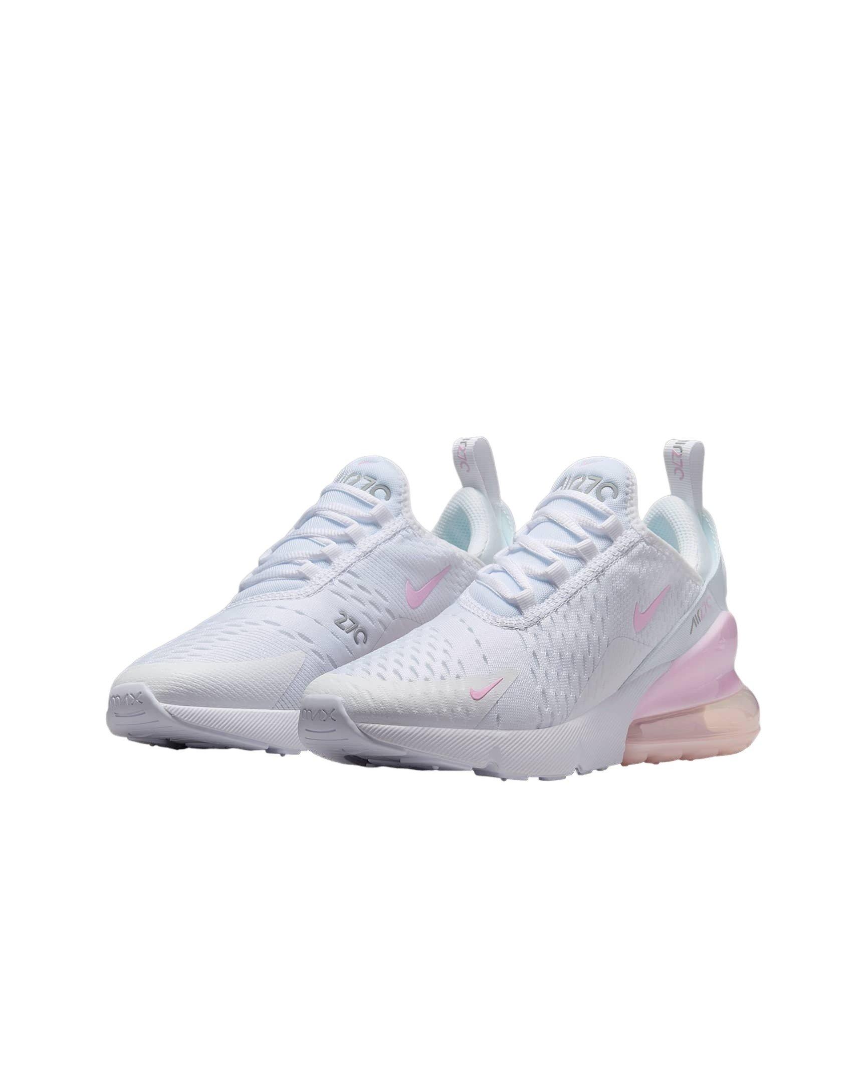Nike Air Max 270 Grade School Girls' "White/Light Smoke Grey/Pink Foam" Shoe