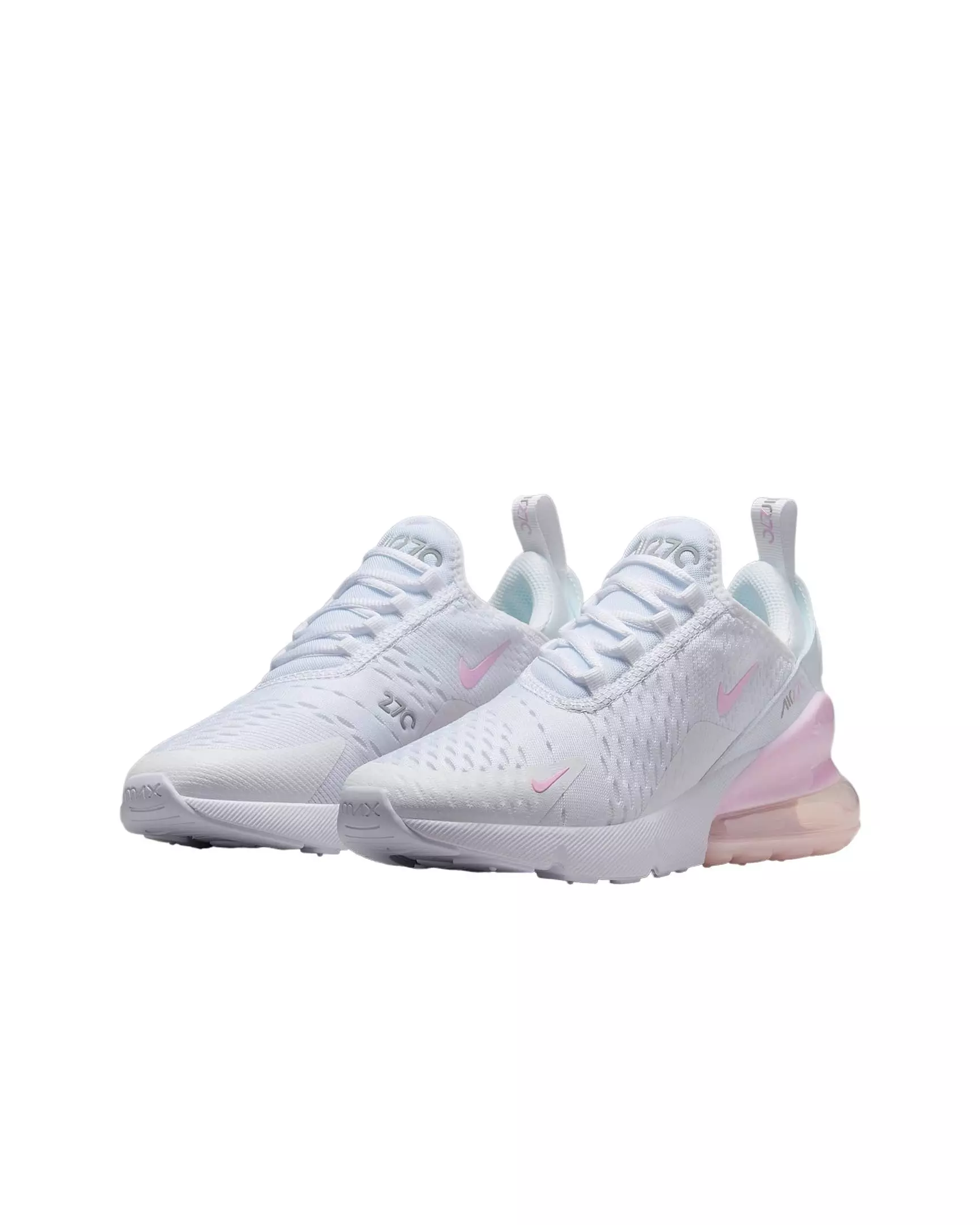 Nike Air Max 270 "White/Light Smoke Grey/Pink Foam" Grade School Girls' Shoe - WHITE/PINK