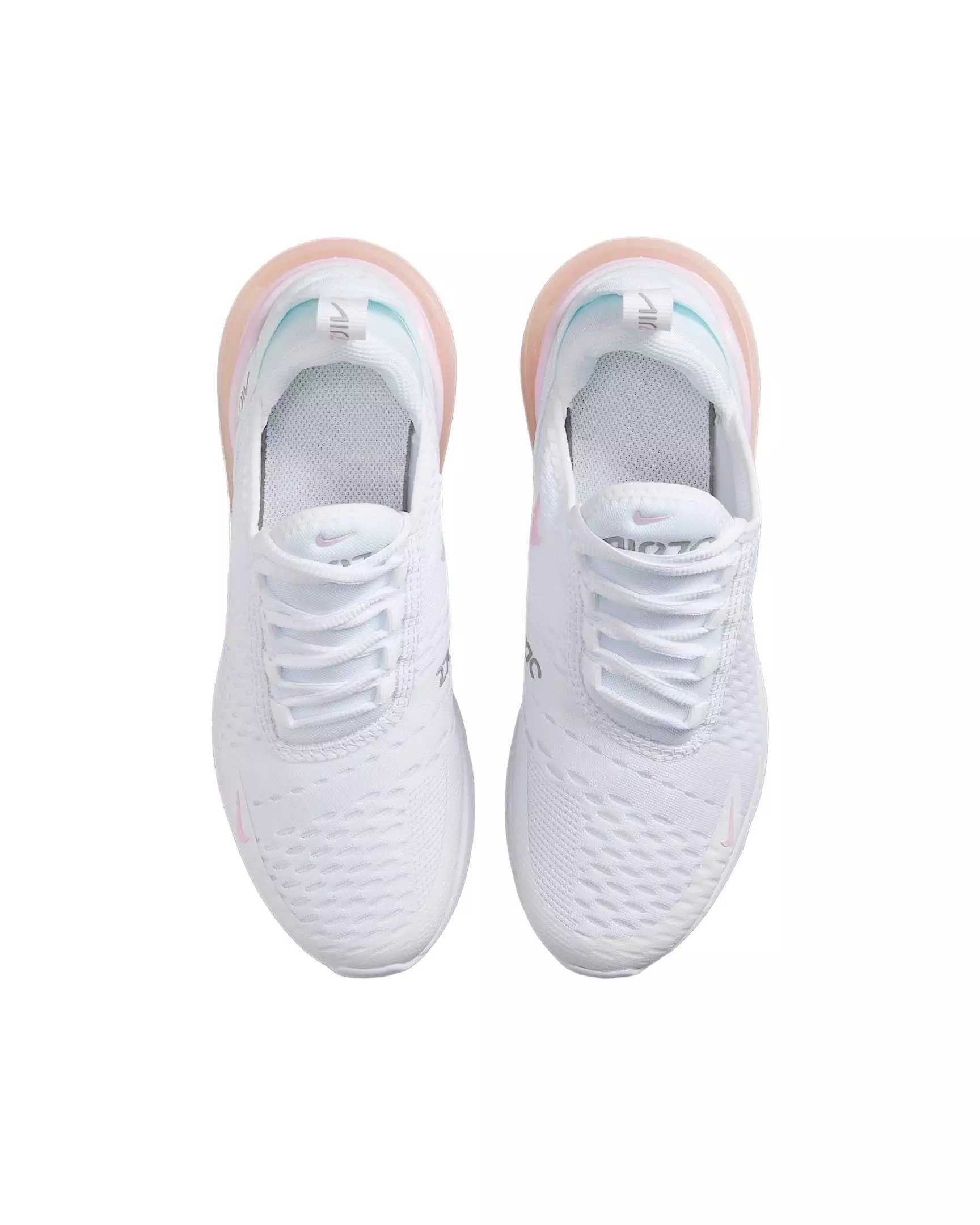 Nike Air Max 270 "White/Light Smoke Grey/Pink Foam" Grade School Girls' Shoe - WHITE/PINK