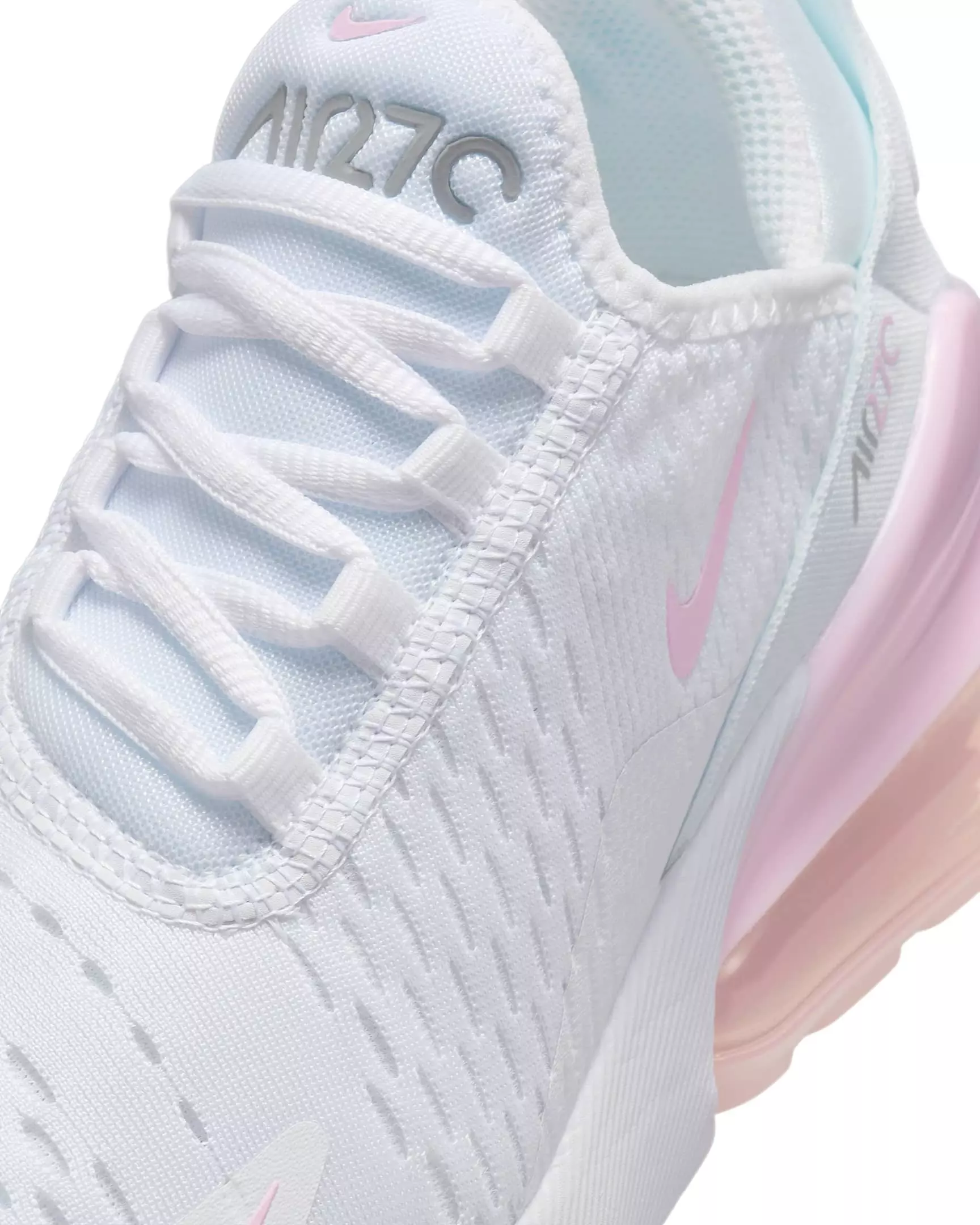 Nike Air Max 270 "White/Light Smoke Grey/Pink Foam" Grade School Girls' Shoe - WHITE/PINK