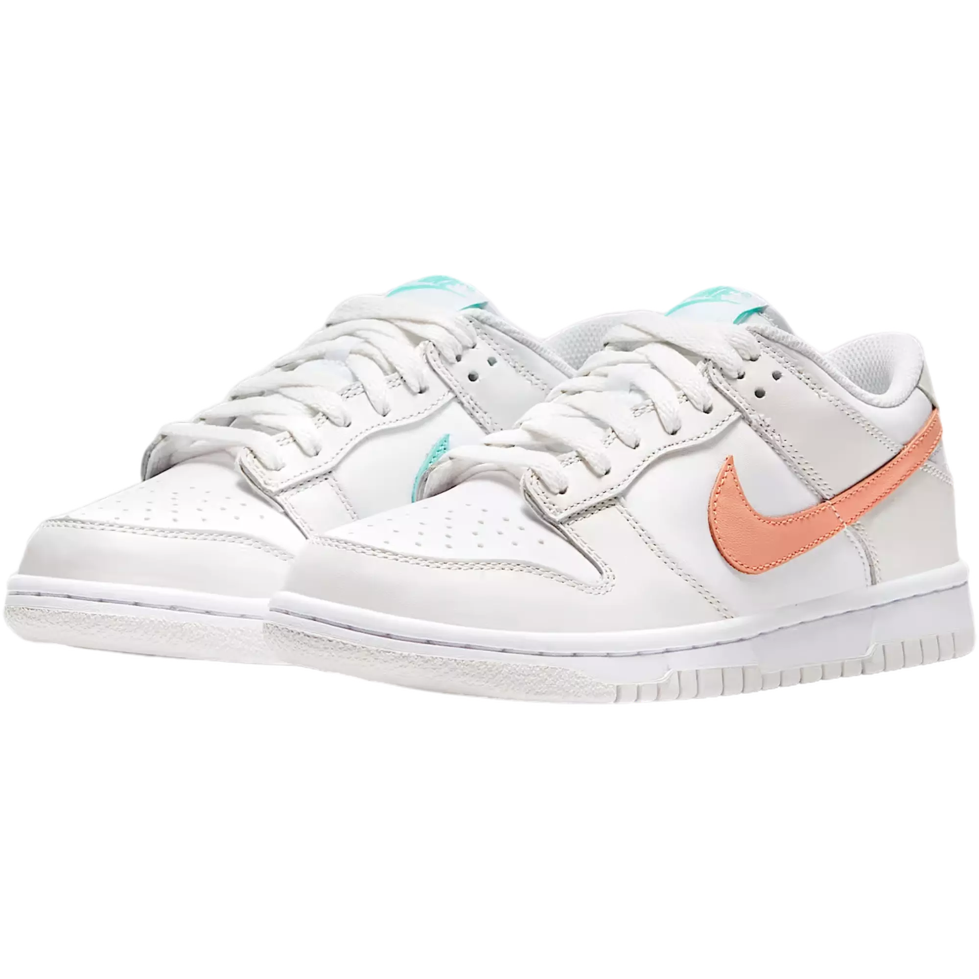 Nike Dunk Low "White/Platinum Tint/Tropical Twist/Crimson Bliss" Grade School Girls' Shoe - WHITE/GREY/PINK