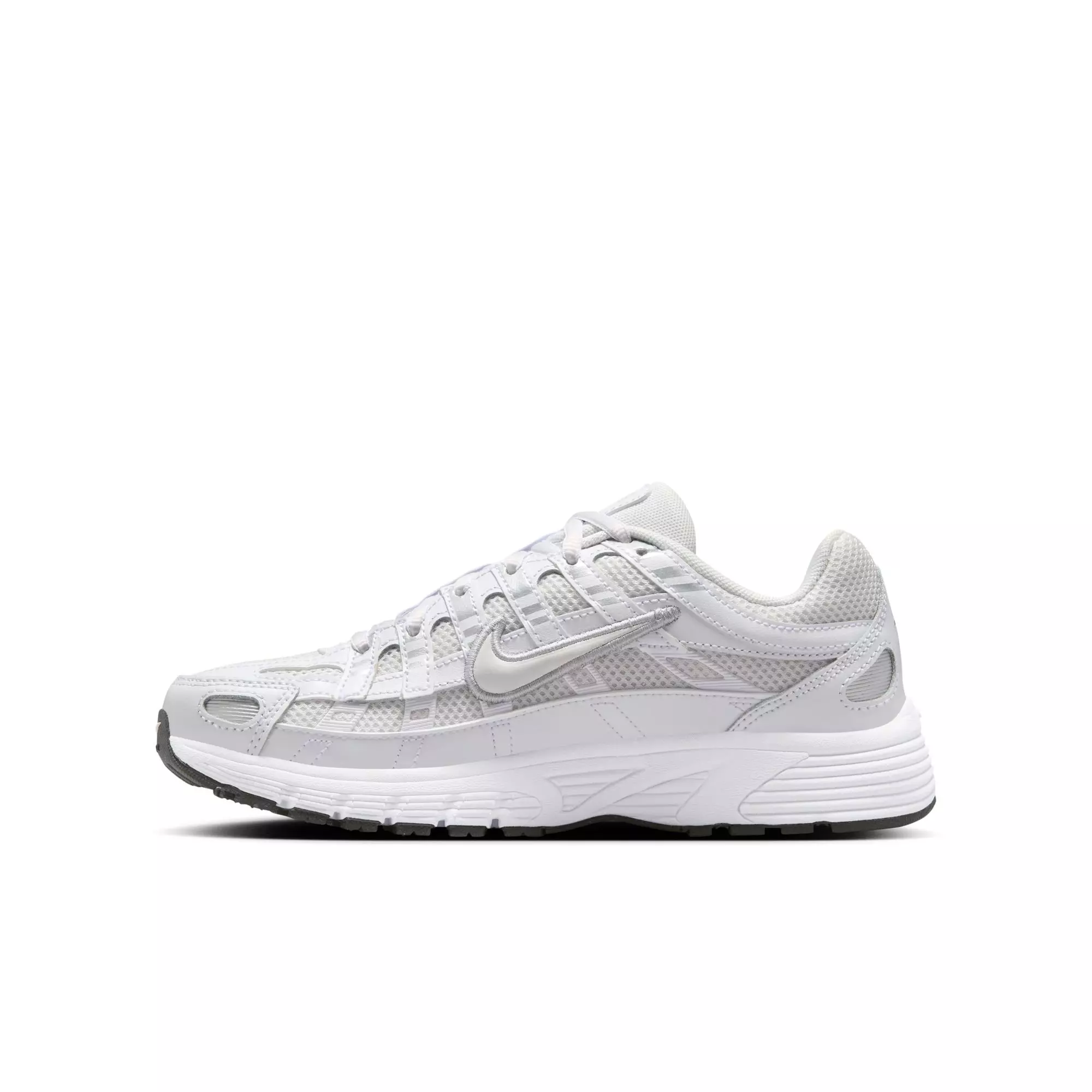 Nike P-6000 "Platinum Tint/White" Grade School Girls' Shoe - WHITE/SILVER