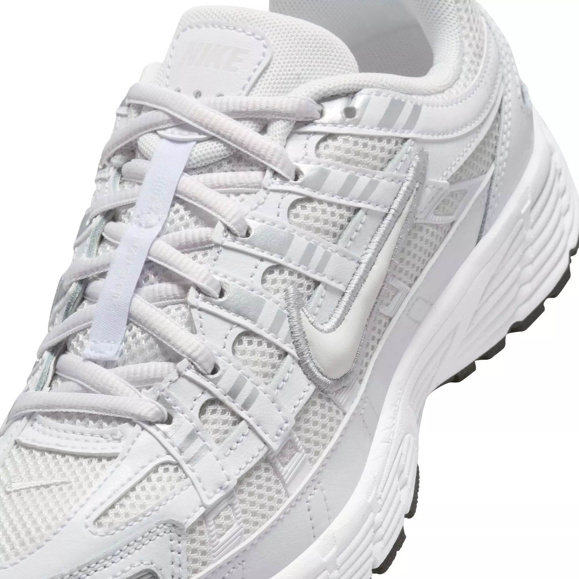 Nike P-6000 "Platinum Tint/White" Grade School Girls' Shoe - WHITE/SILVER