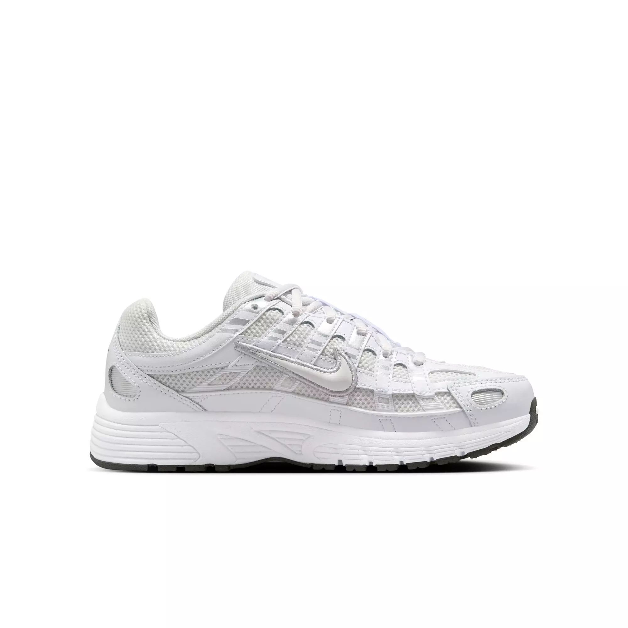 Nike P-6000 "Platinum Tint/White" Grade School Girls' Shoe - WHITE/SILVER
