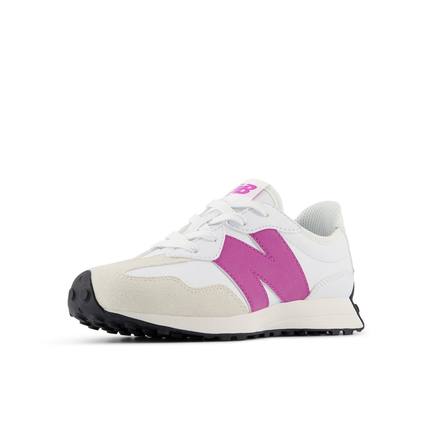 New Balance 327 Preschool Girls' Logo Lace Up Shoes - White/Pink