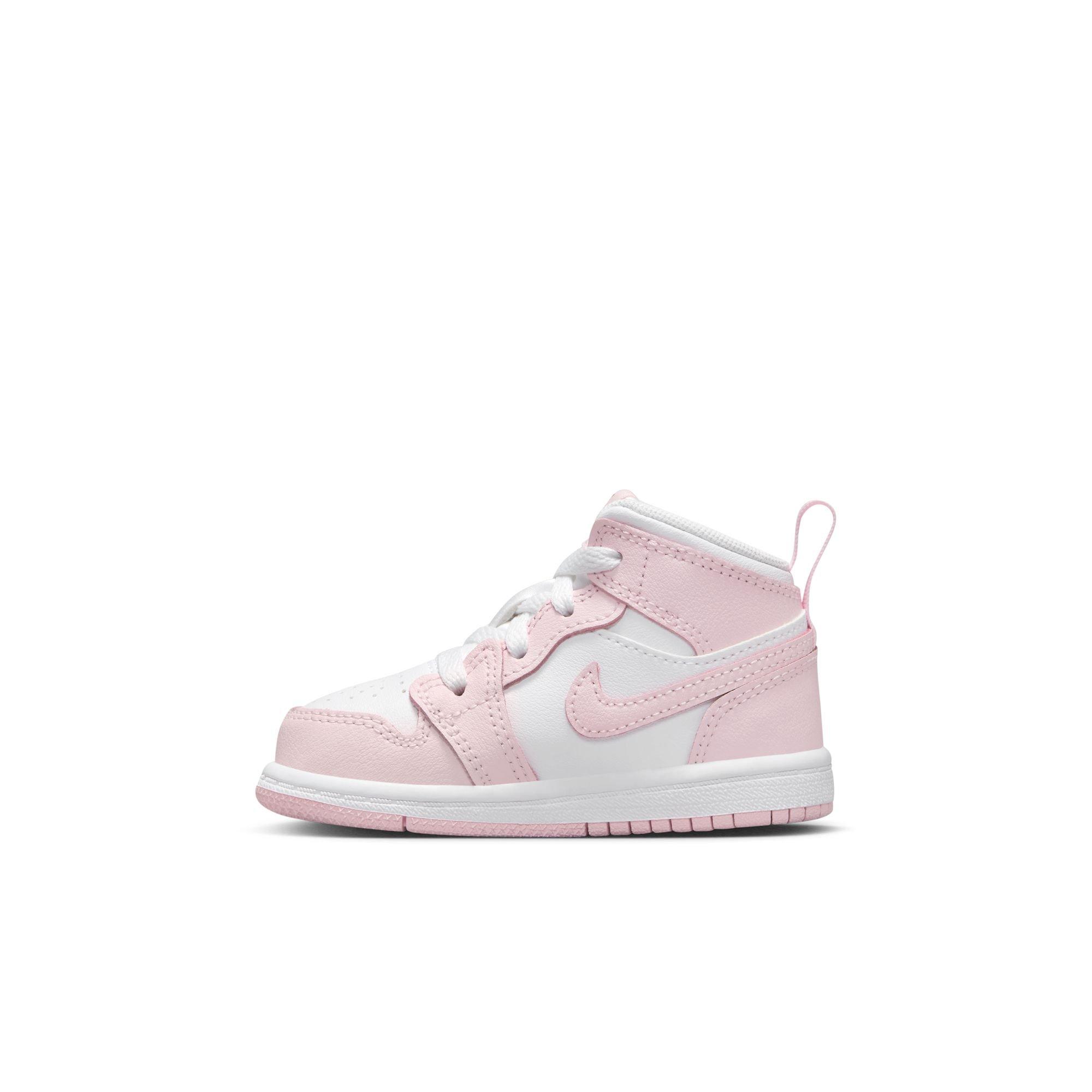 Jordan 1 Mid Toddler Girls' "Pink Foam/White/Fire Red" Shoe