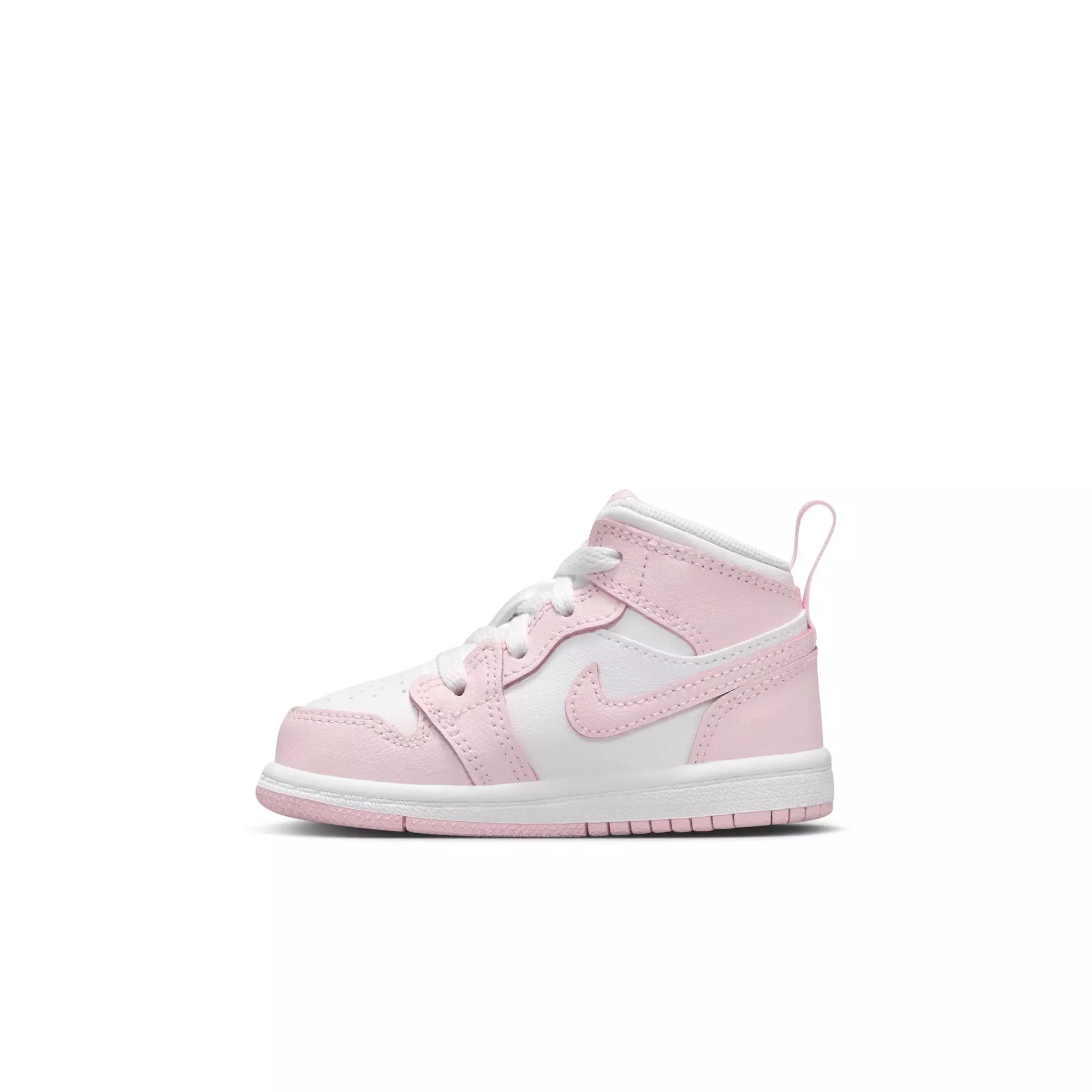 Jordan 1 Mid "Pink Foam/White/Fire Red" Toddler Girls' Shoe - WHITE/PINK