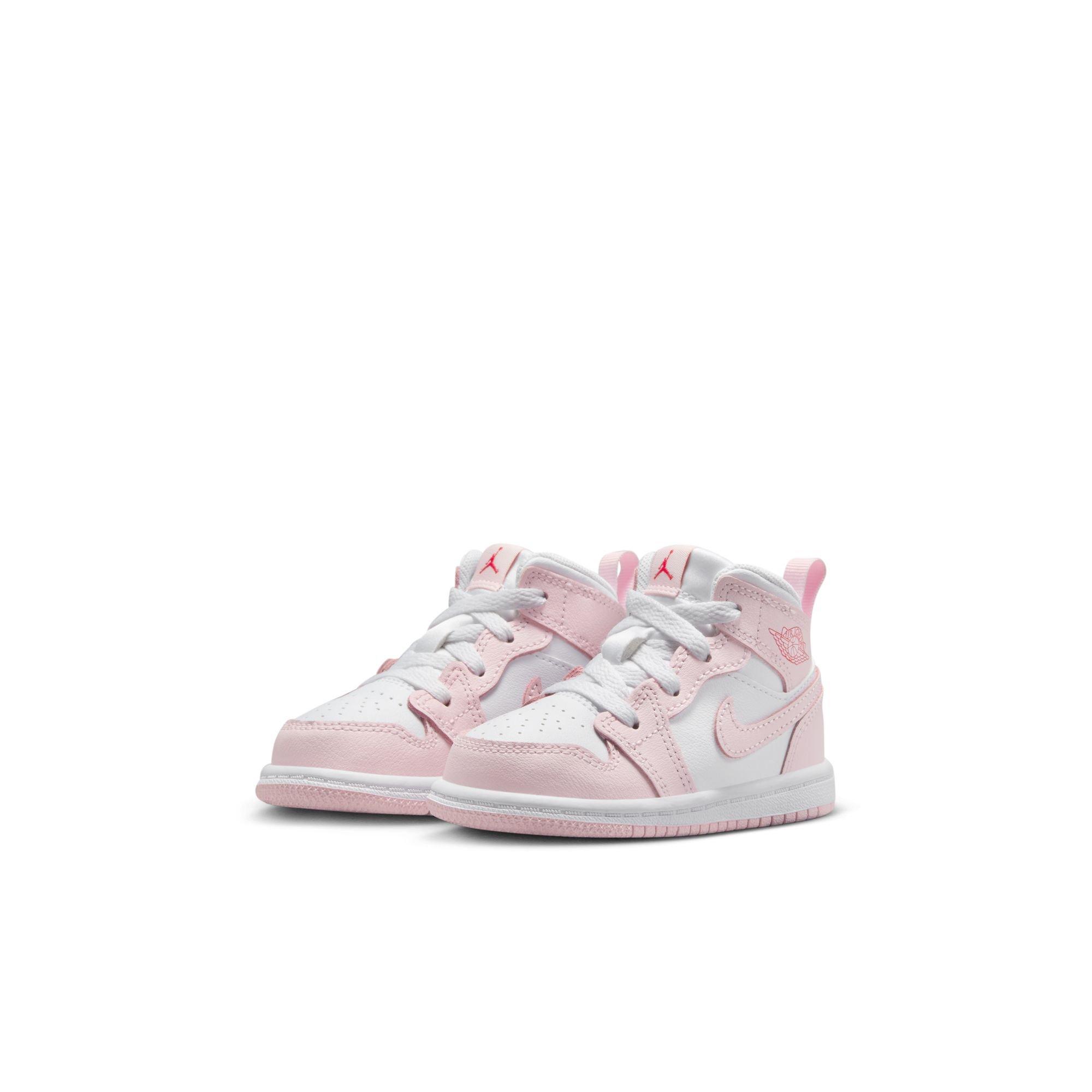 Jordan 1 Mid Toddler Girls' "Pink Foam/White/Fire Red" Shoe
