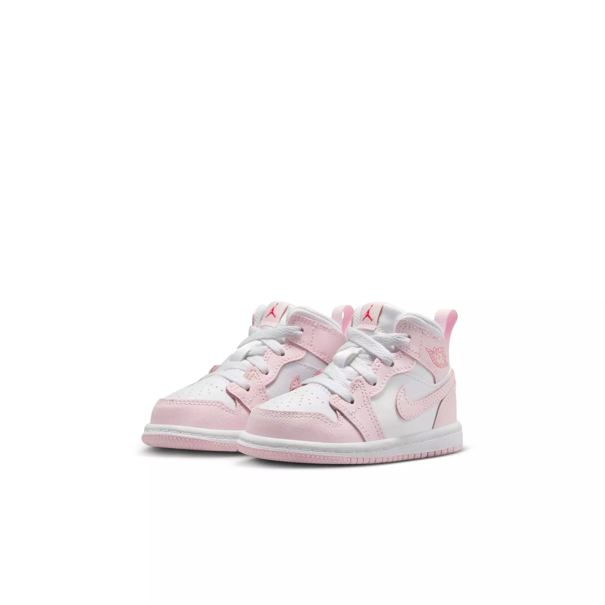 Jordan 1 Mid "Pink Foam/White/Fire Red" Toddler Girls' Shoe - WHITE/PINK