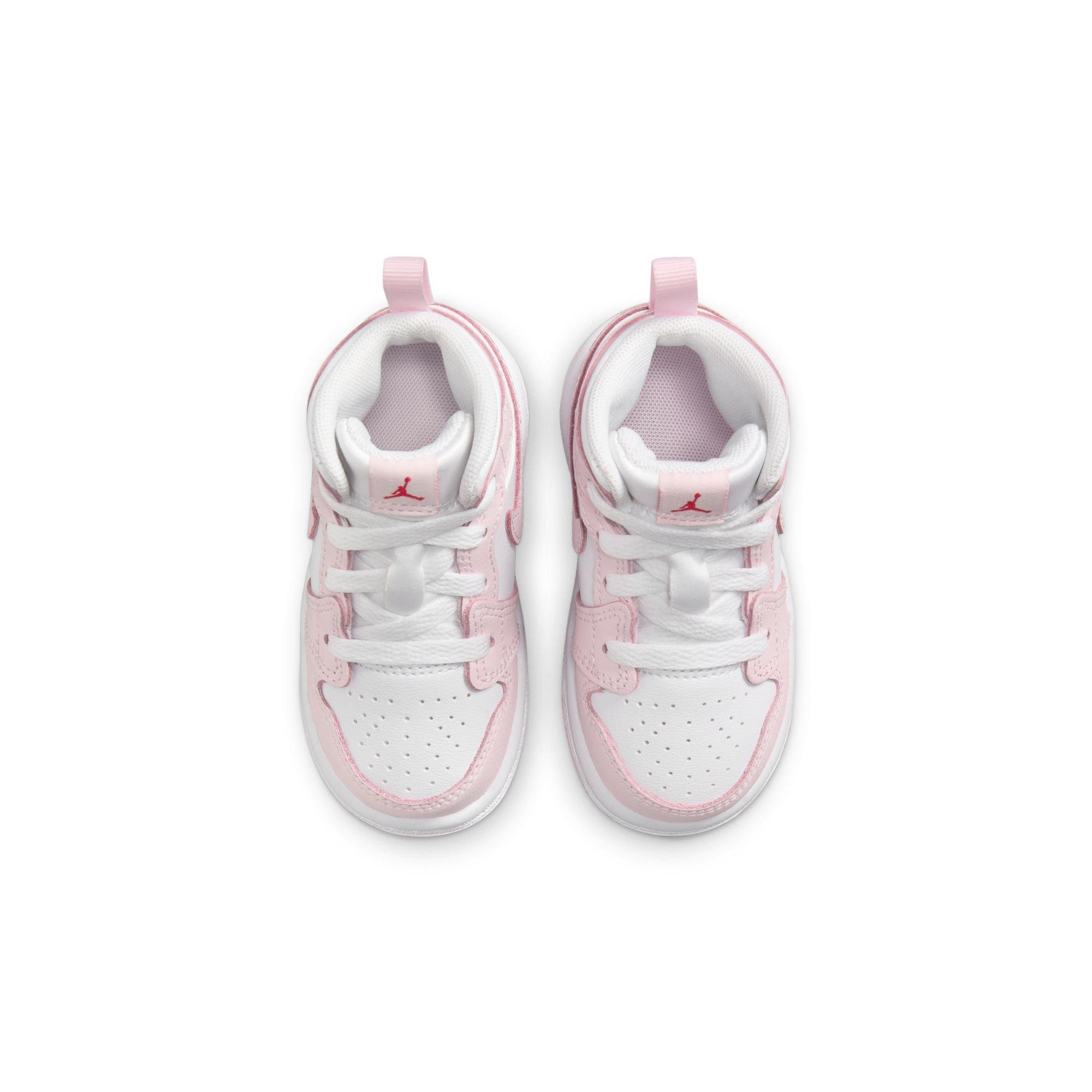 Jordan 1 Mid Toddler Girls' "Pink Foam/White/Fire Red" Shoe