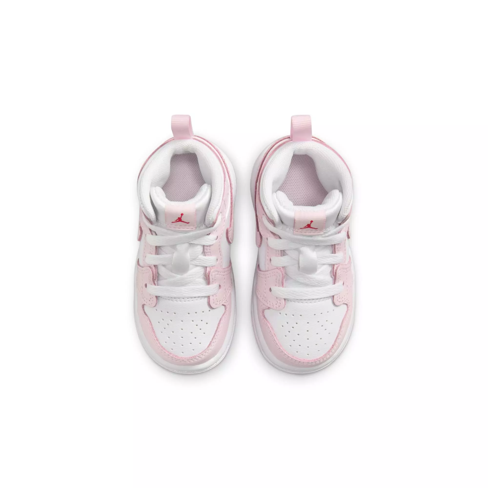 Jordan 1 Mid "Pink Foam/White/Fire Red" Toddler Girls' Shoe - WHITE/PINK