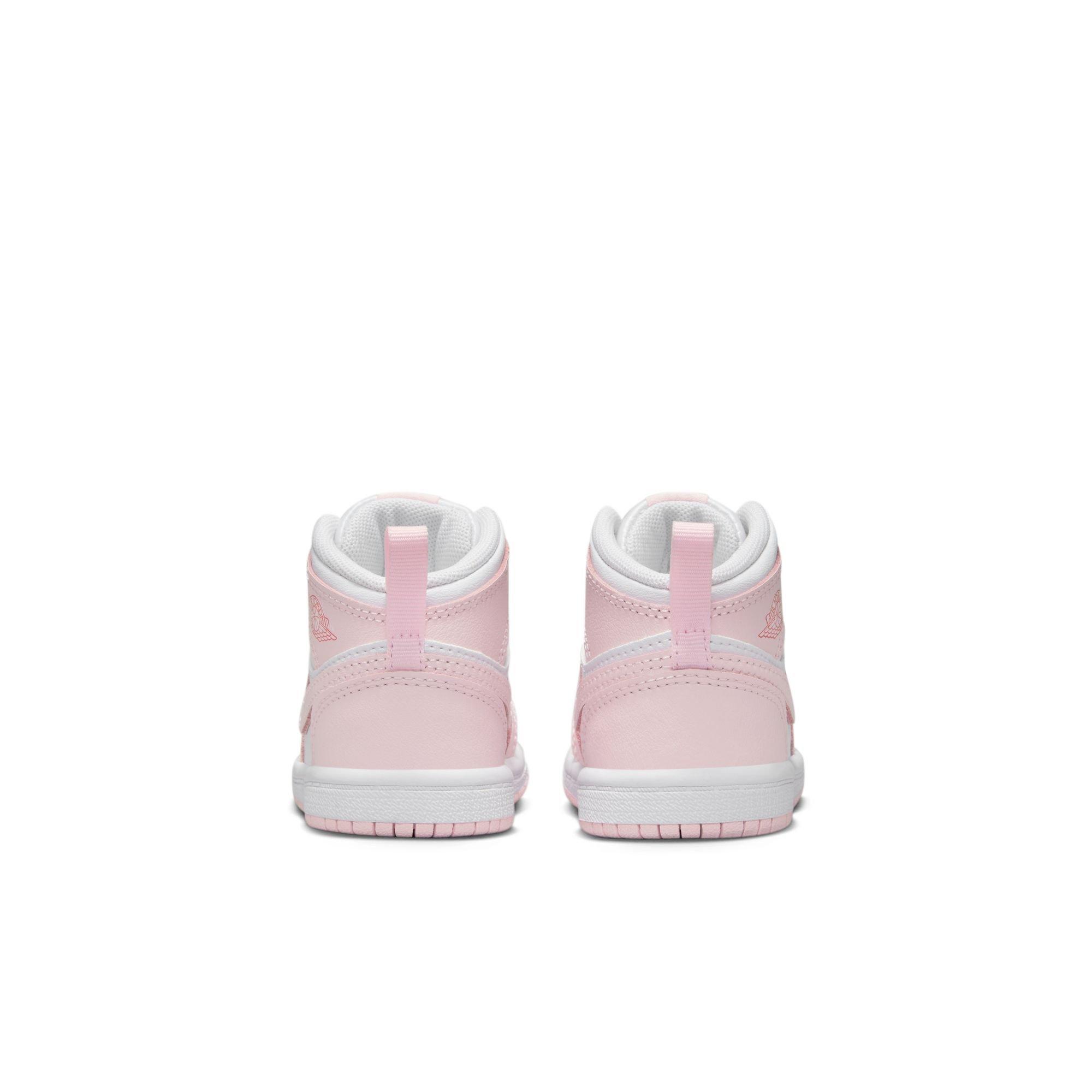 Jordan 1 Mid Toddler Girls' "Pink Foam/White/Fire Red" Shoe