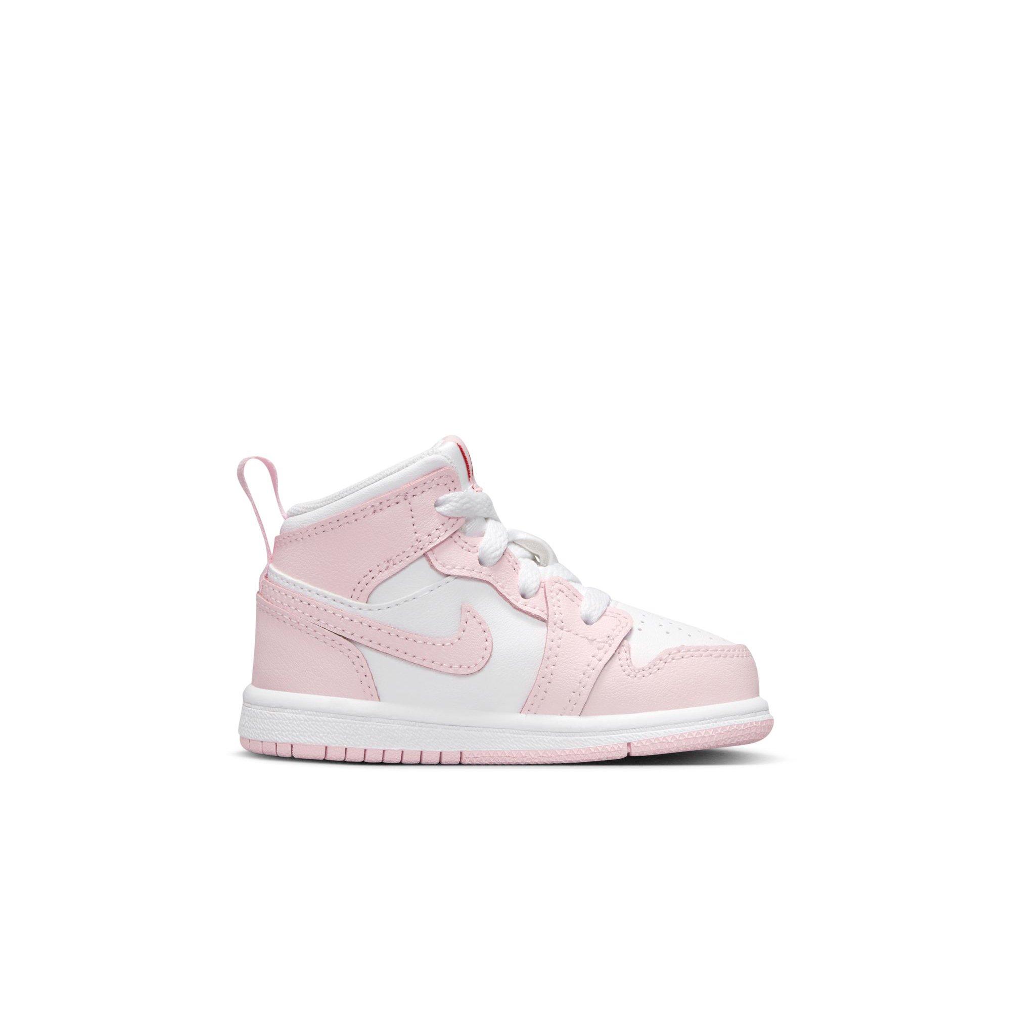 Jordan 1 Mid Toddler Girls' "Pink Foam/White/Fire Red" Shoe