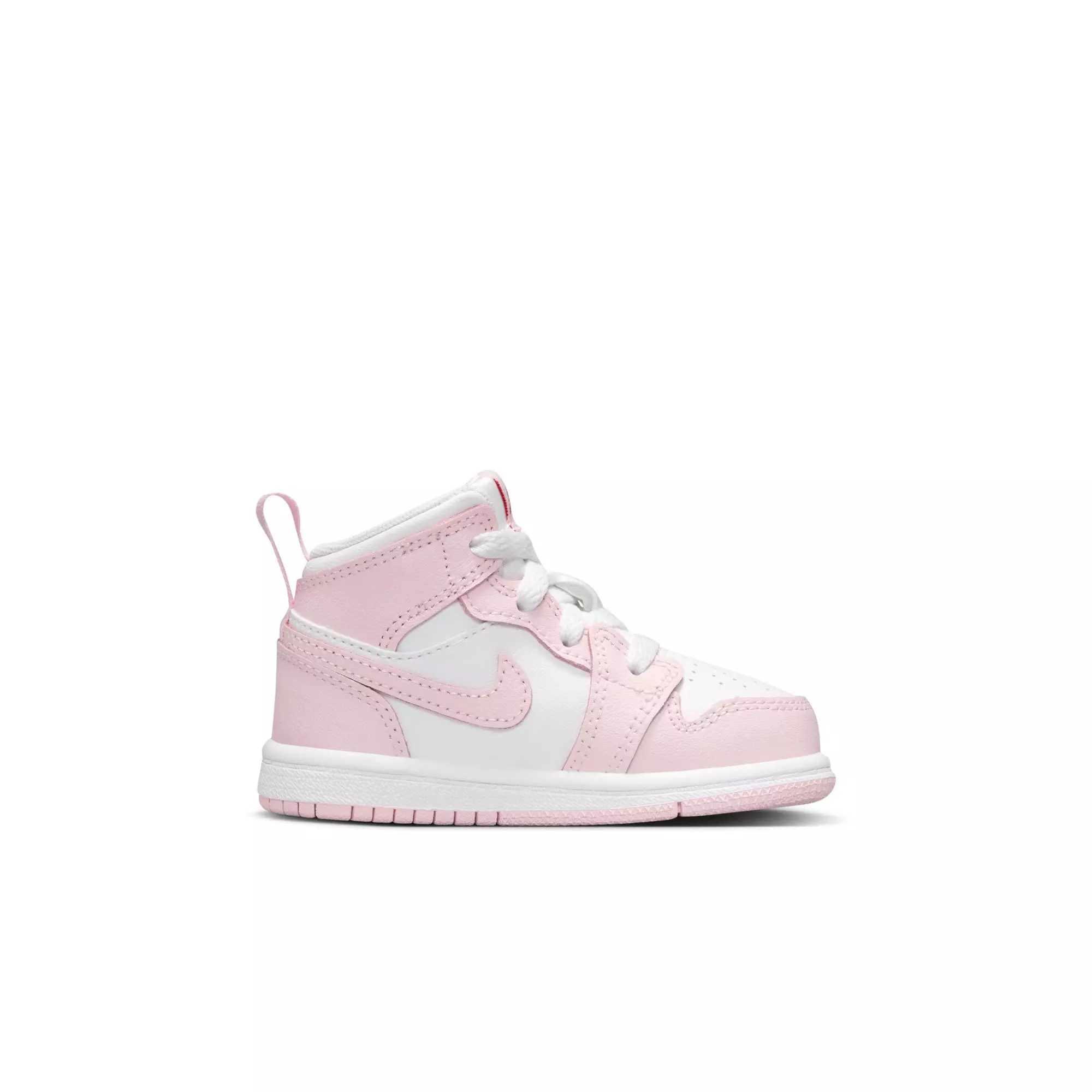 Jordan 1 Mid "Pink Foam/White/Fire Red" Toddler Girls' Shoe - WHITE/PINK