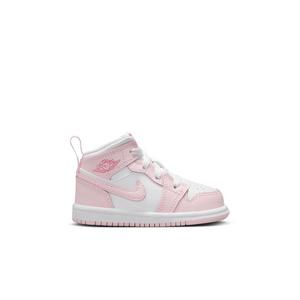 Jordan 1 Mid "Pink Foam/White/Fire Red" Toddler Girls' Shoe