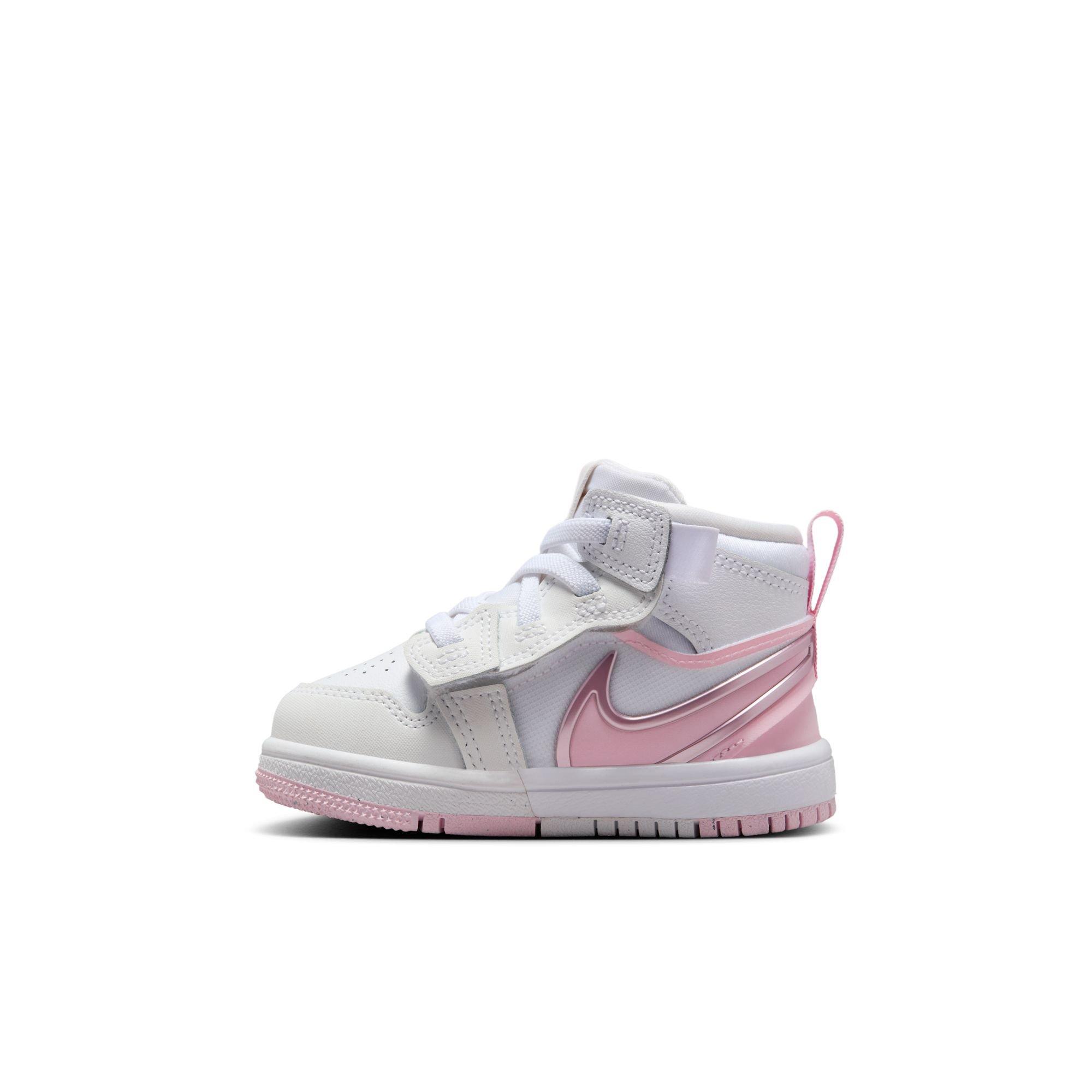 Jordan 1 Mid RM EasyOn Toddler Girls' "White/Pink Foam/Red" Shoe