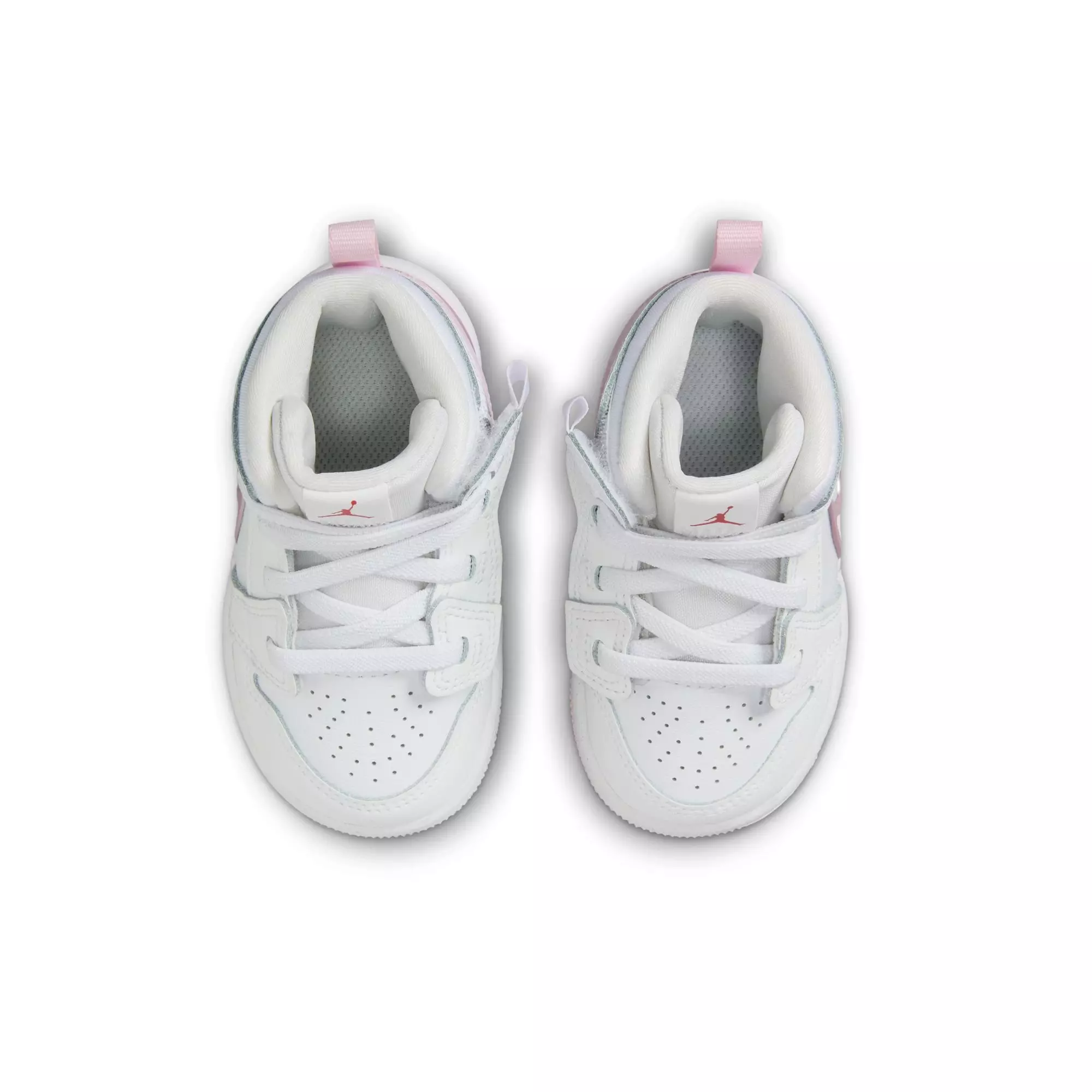 Jordan 1 Mid RM EasyOn "White/Pink Foam/Red" Toddler Girls' Shoe - WHITE/PINK