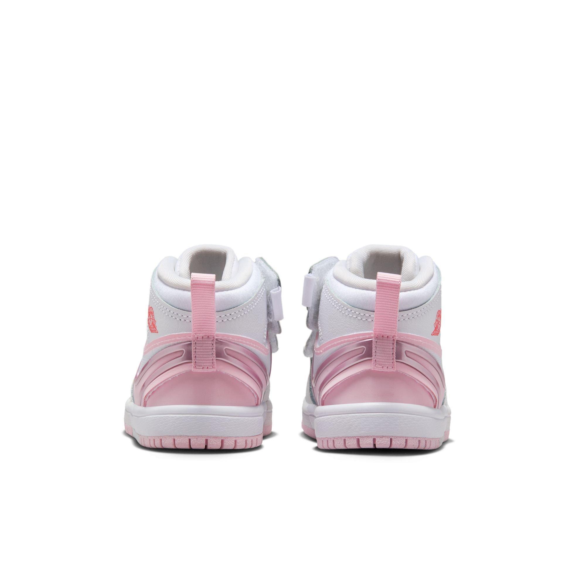 Jordan 1 Mid RM EasyOn Toddler Girls' "White/Pink Foam/Red" Shoe