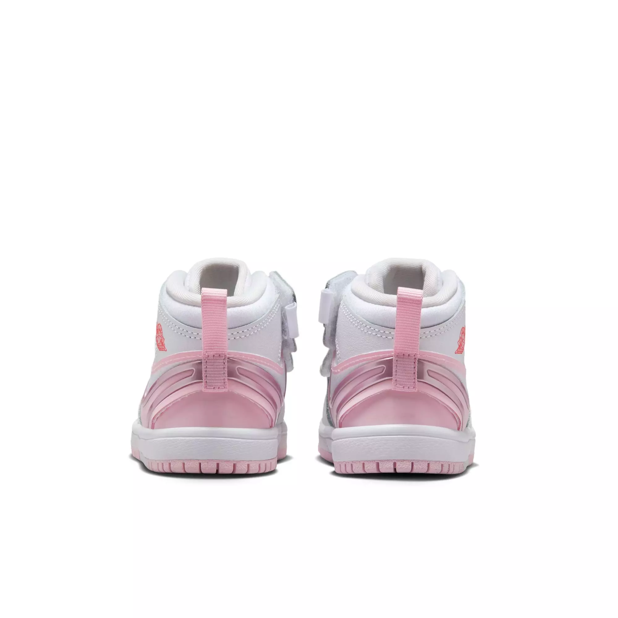 Jordan 1 Mid RM EasyOn "White/Pink Foam/Red" Toddler Girls' Shoe - WHITE/PINK