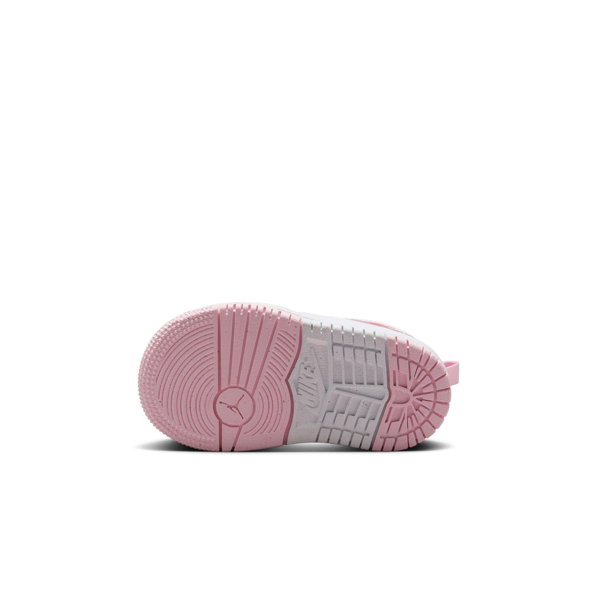 Jordan 1 Mid RM EasyOn Toddler Girls' "White/Pink Foam/Red" Shoe