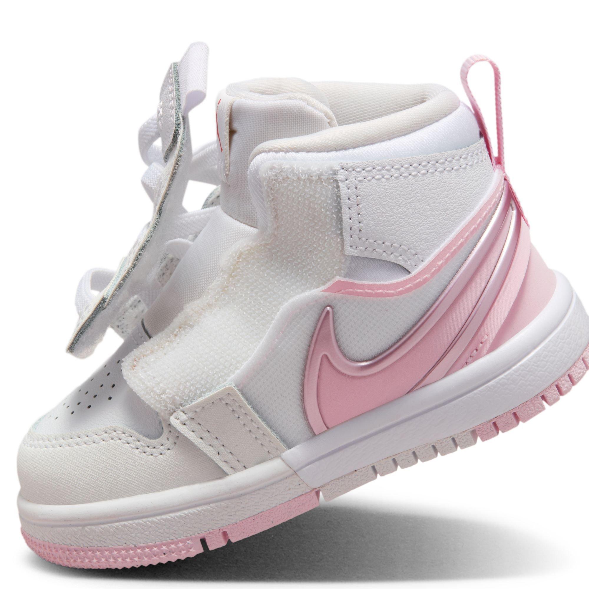 Jordan 1 Mid RM EasyOn Toddler Girls' "White/Pink Foam/Red" Shoe