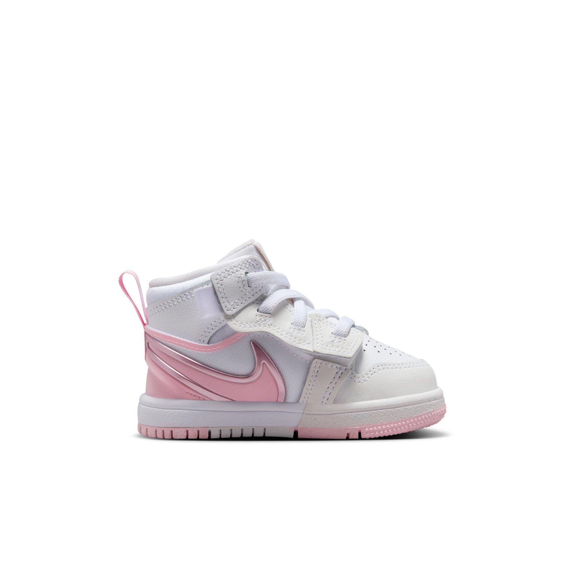Jordan 1 Mid RM EasyOn Toddler Girls' "White/Pink Foam/Red" Shoe