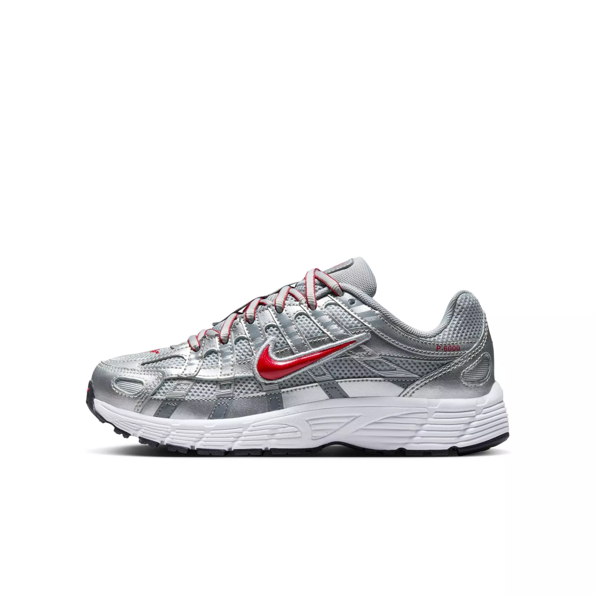 Nike P-6000 "Metallic Silver/Gym Red/Flt Silver" Preschool Boys' Shoe - SILVER/RED