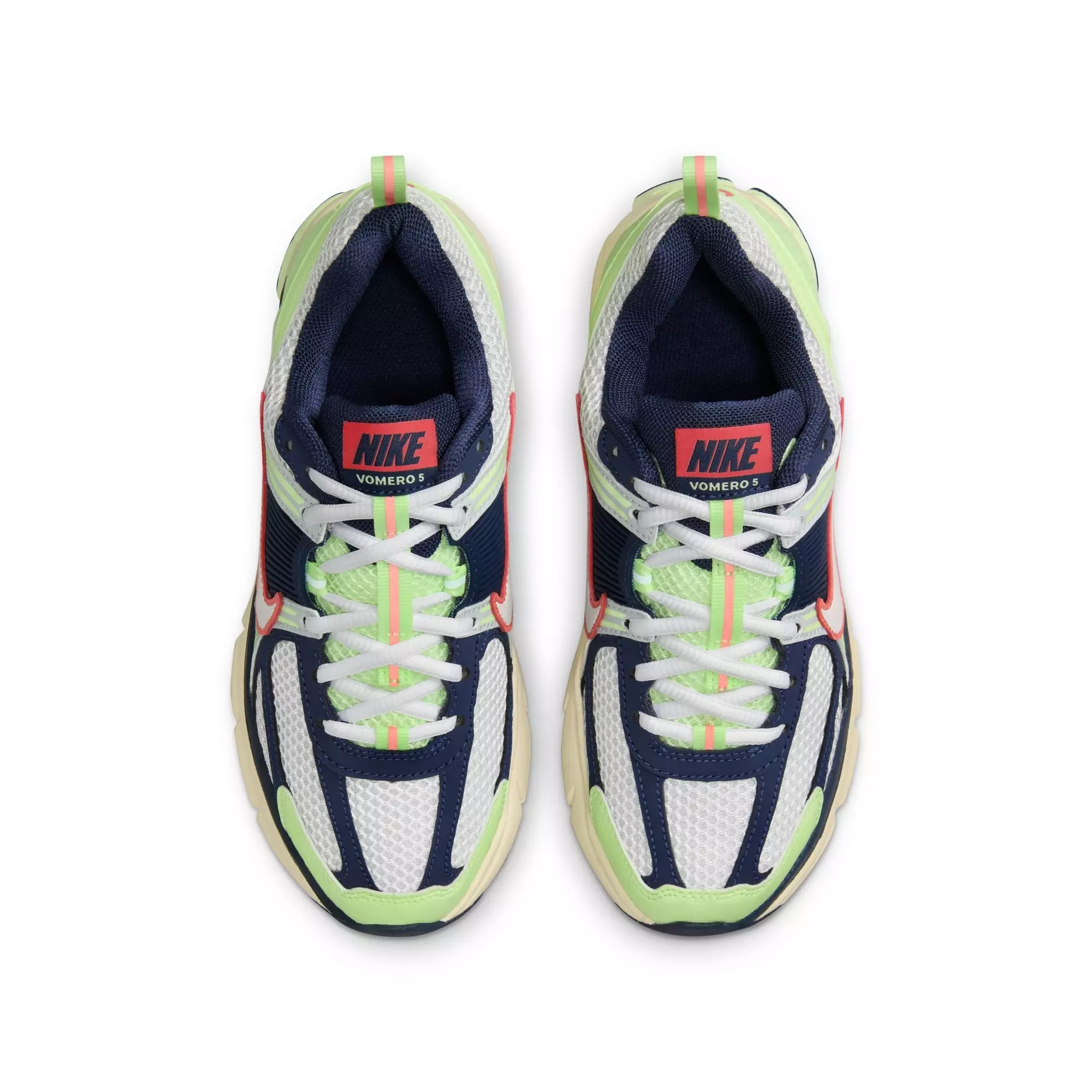 Nike Vomero 5 "Barely Volt/White/Midnight Navy" Grade School Boys' Shoe - WHITE/VOLT