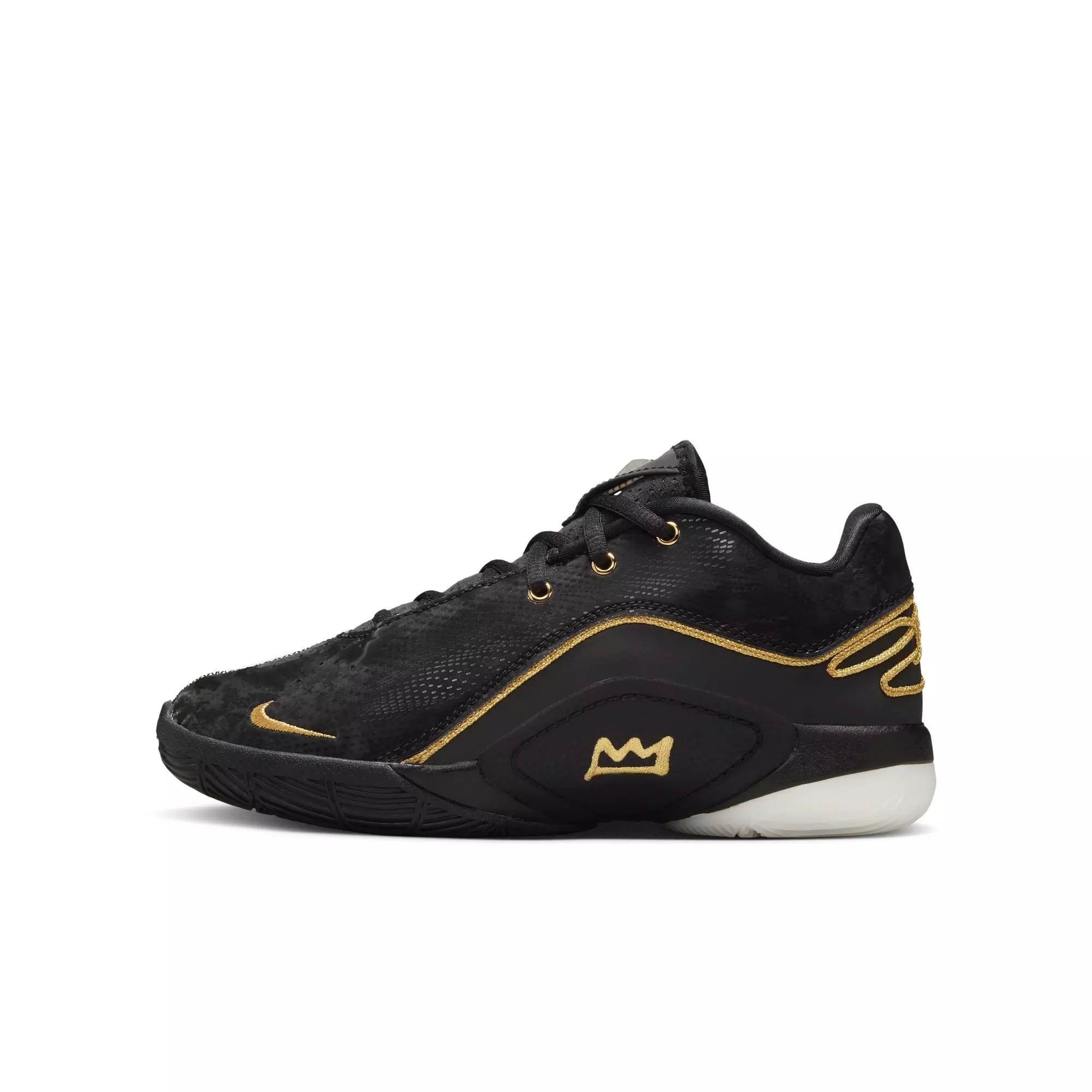 Nike LeBron XXII Split "White/Black/Metallic Gold" Grade School Boys' Basketball Shoe - WHITE/BLACK/GOLD