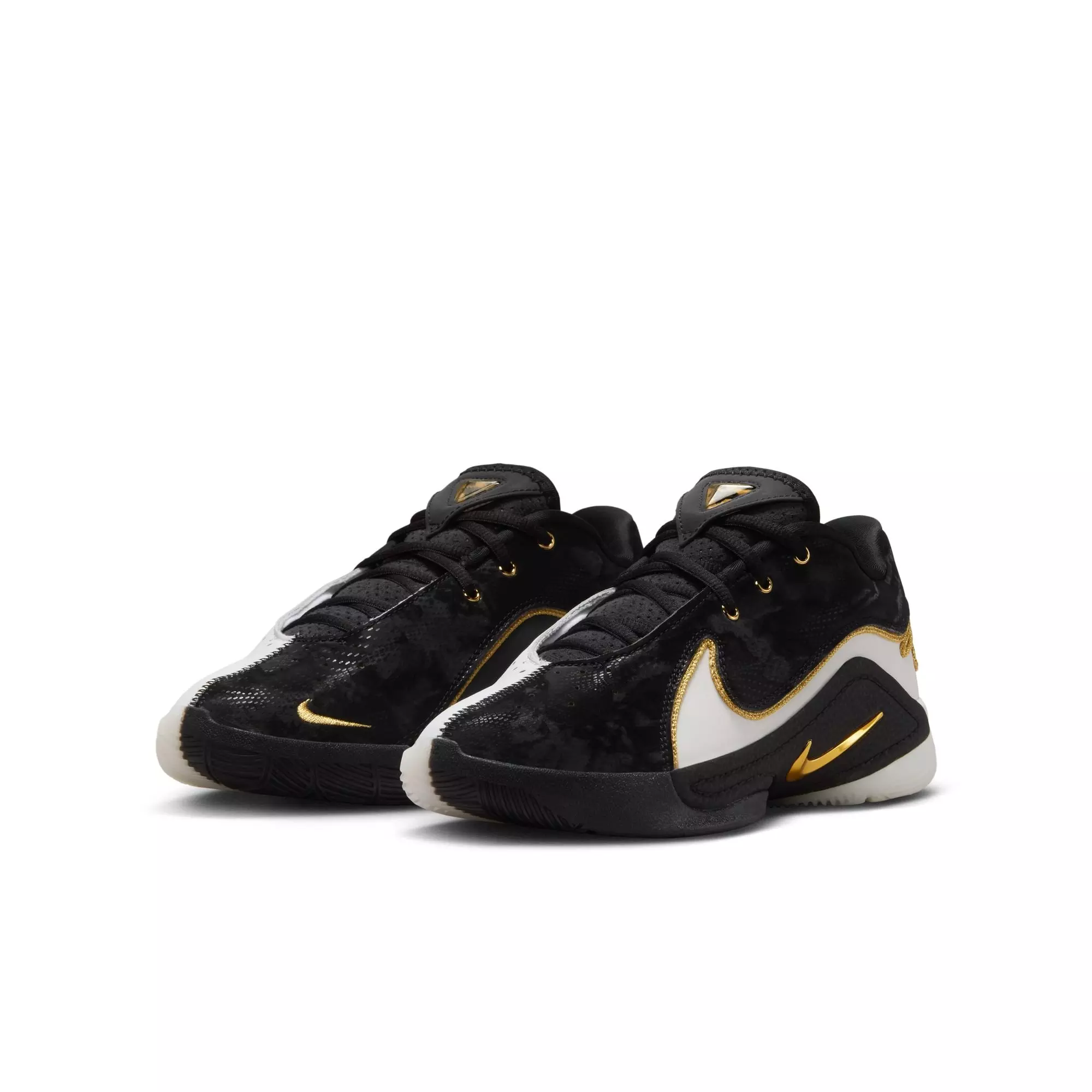 Nike LeBron XXII Split "White/Black/Metallic Gold" Grade School Boys' Basketball Shoe - WHITE/BLACK/GOLD