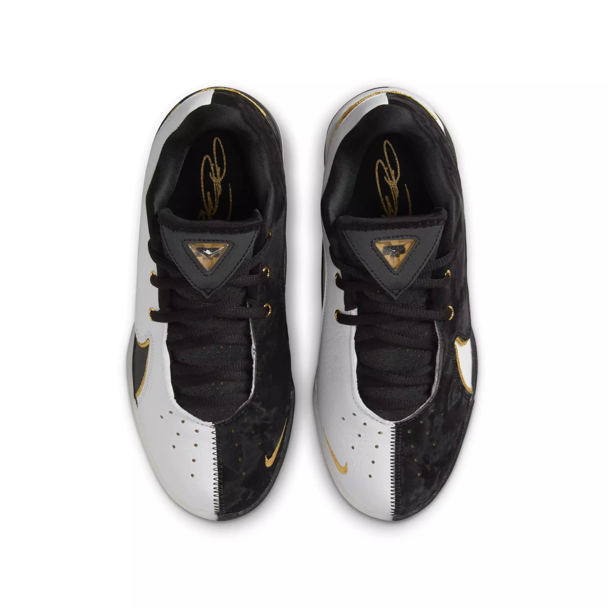 Nike LeBron XXII Split "White/Black/Metallic Gold" Grade School Boys' Basketball Shoe - WHITE/BLACK/GOLD
