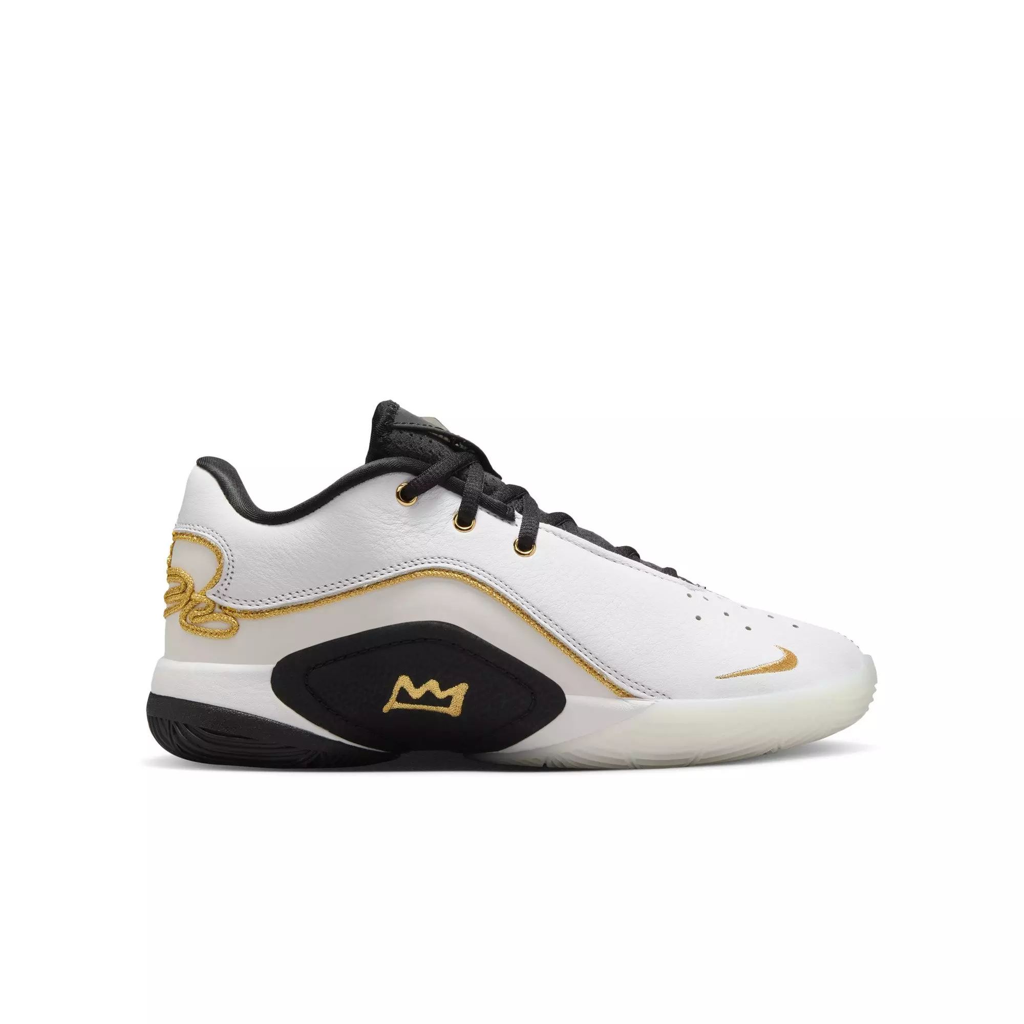 Nike LeBron XXII Split "White/Black/Metallic Gold" Grade School Boys' Basketball Shoe - WHITE/BLACK/GOLD