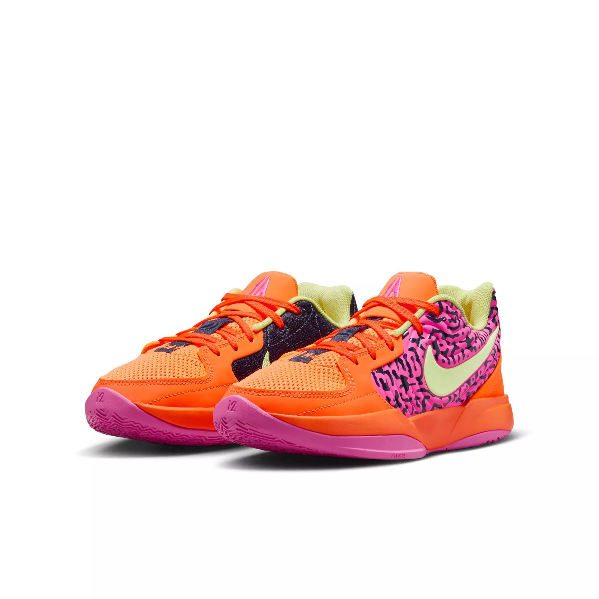Nike Ja 2 "Poison Dart Frog" Grade School Kids' Basketball Shoe - OBSIDIAN/LT LEMON TWIST/TOTAL ORANGE