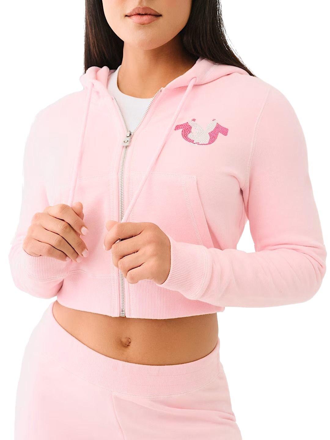 True Religion X Playboy Women's Crystal Zip Up Hoodie - PINK