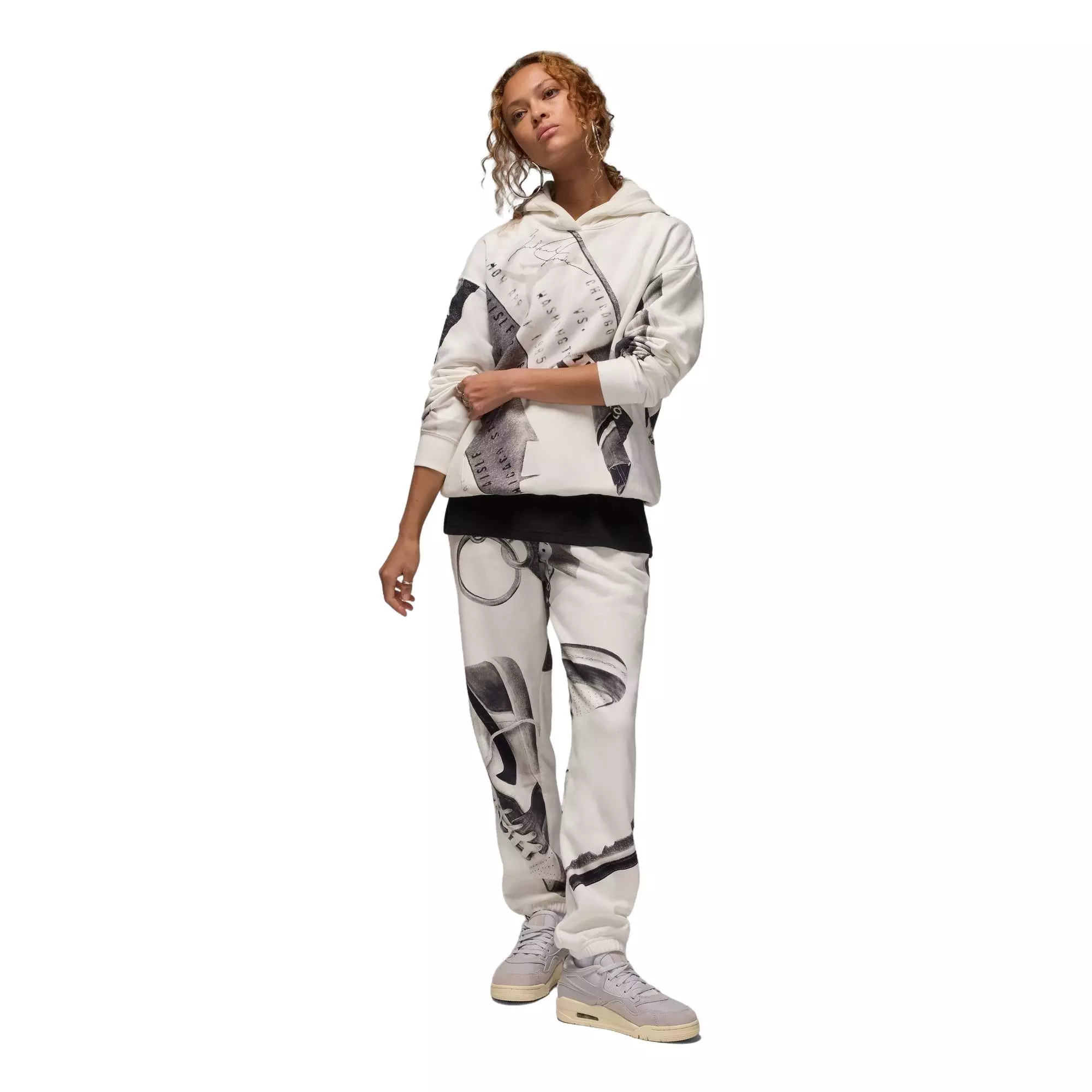 Jordan Women's Brooklyn Fleece Printed Pullover Hoodie - SAIL