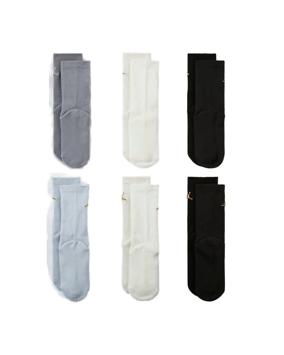 Jordan Big Kids' 6-Pack Crew Socks - Black/White/Grey