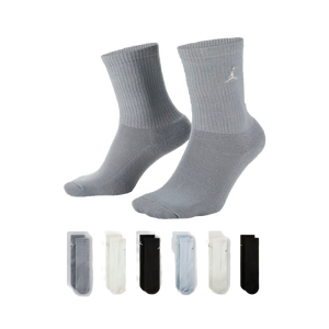 Jordan Big Kids' 6-Pack Crew Socks - Black/White/Grey