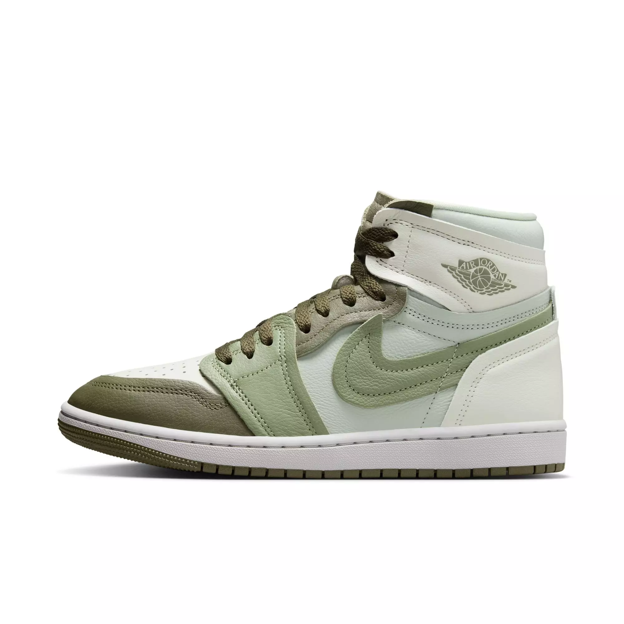 Jordan 1 High Method of Make "Medium Olive/Oil Green/Sea Glass/Seafoam" Women's Shoe​ - GREEN