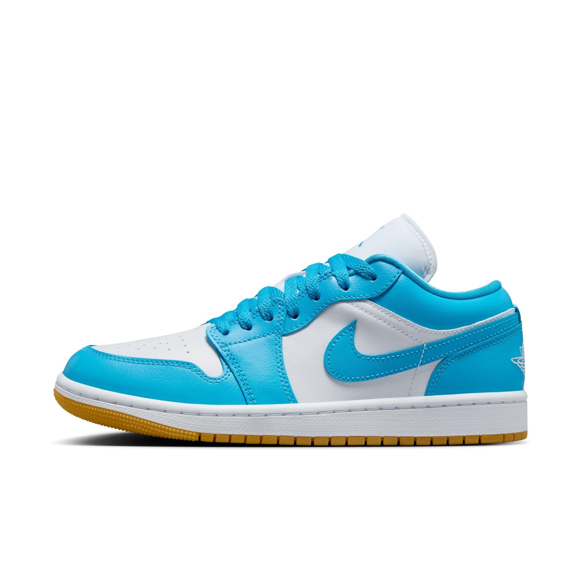 Jordan 1 Low "White/Dk Powder Blue/Gum Light Brown" Women's Shoe - BLUE/WHITE Thumbnail View 3