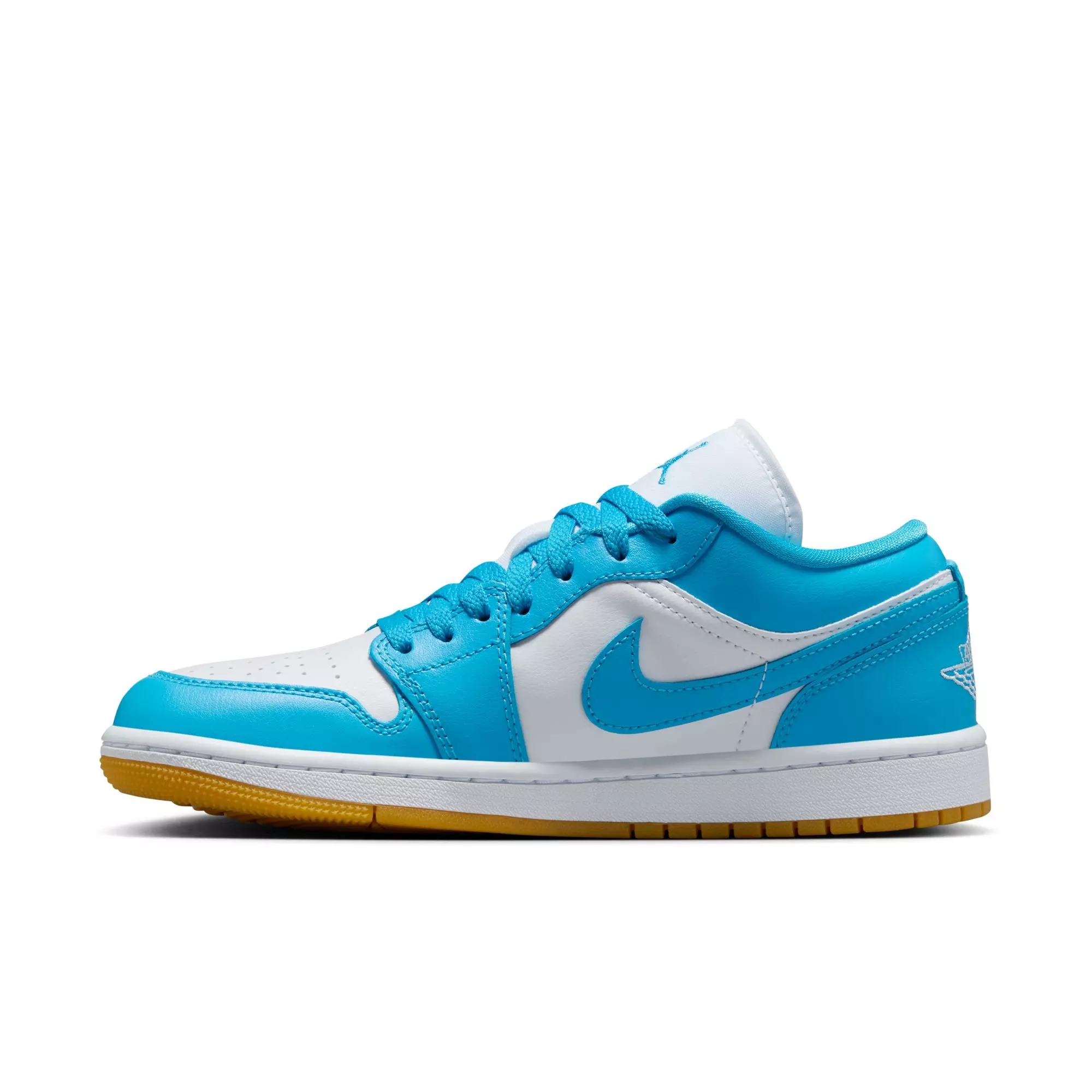 Jordan 1 Low "White/Dk Powder Blue/Gum Light Brown" Women's Shoe - BLUE/WHITE