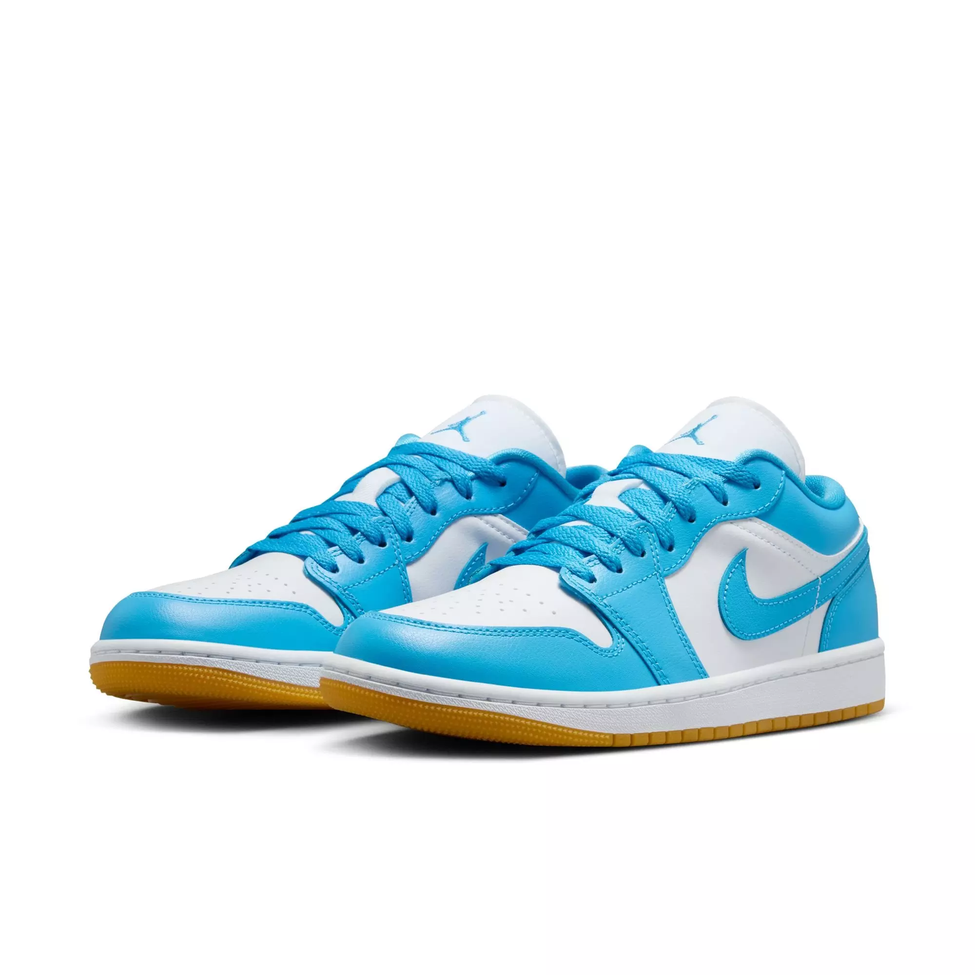 Jordan 1 Low "White/Dk Powder Blue/Gum Light Brown" Women's Shoe - BLUE/WHITE