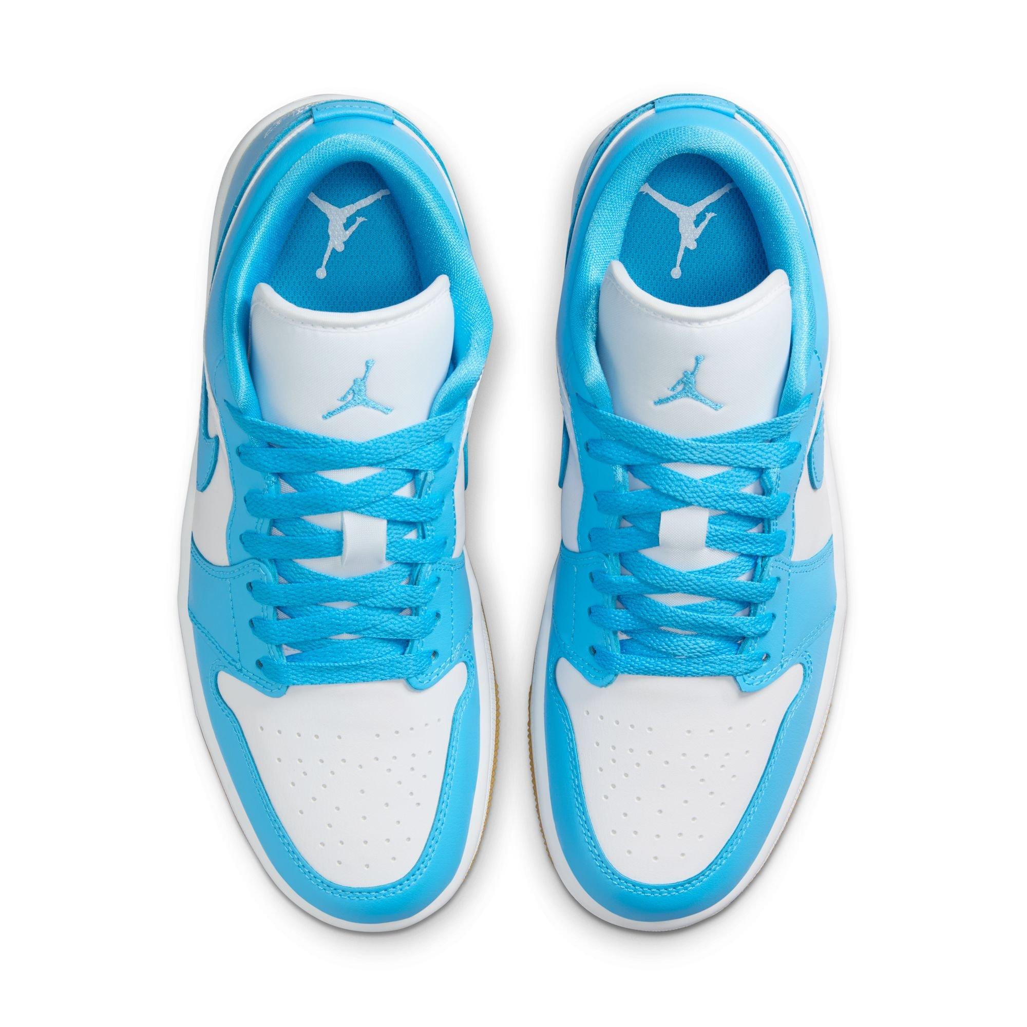 Jordan 1 Low "White/Dk Powder Blue/Gum Light Brown" Women's Shoe - BLUE/WHITE Thumbnail View 6