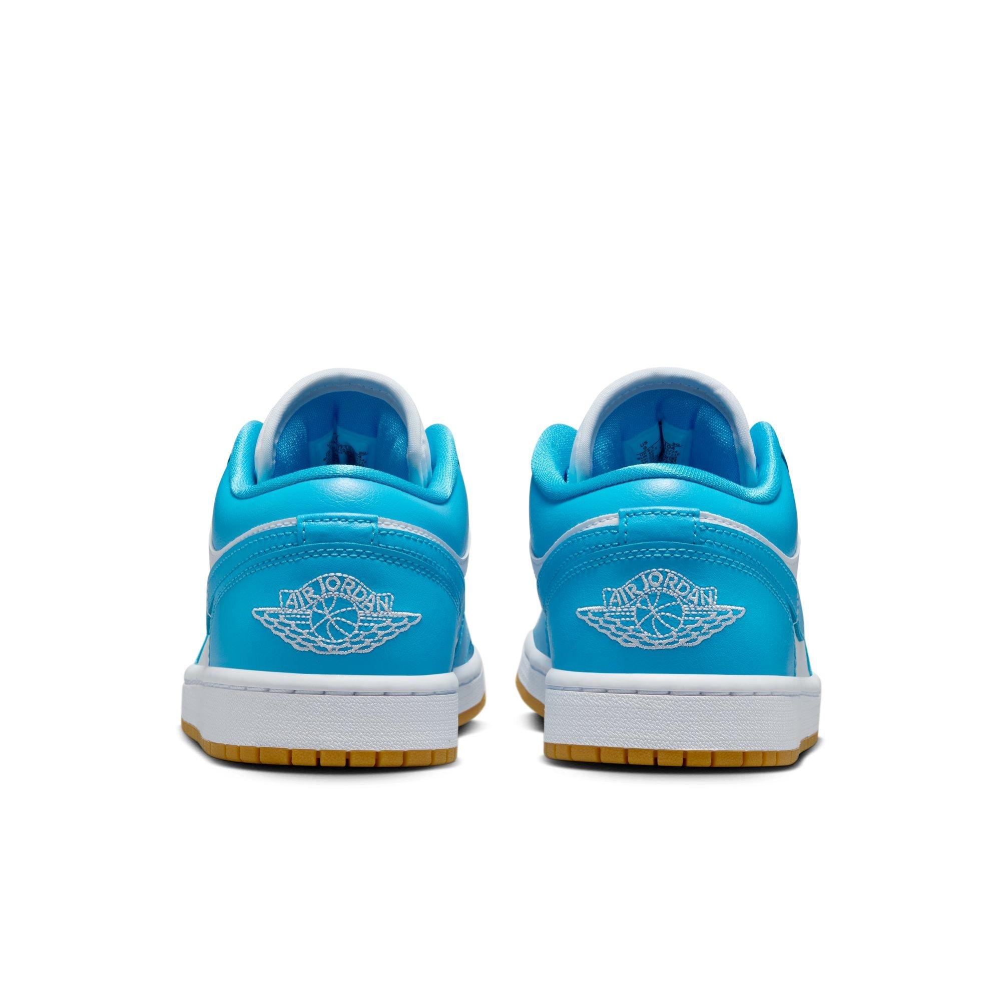 Jordan 1 Low "White/Dk Powder Blue/Gum Light Brown" Women's Shoe - BLUE/WHITE Thumbnail View 7