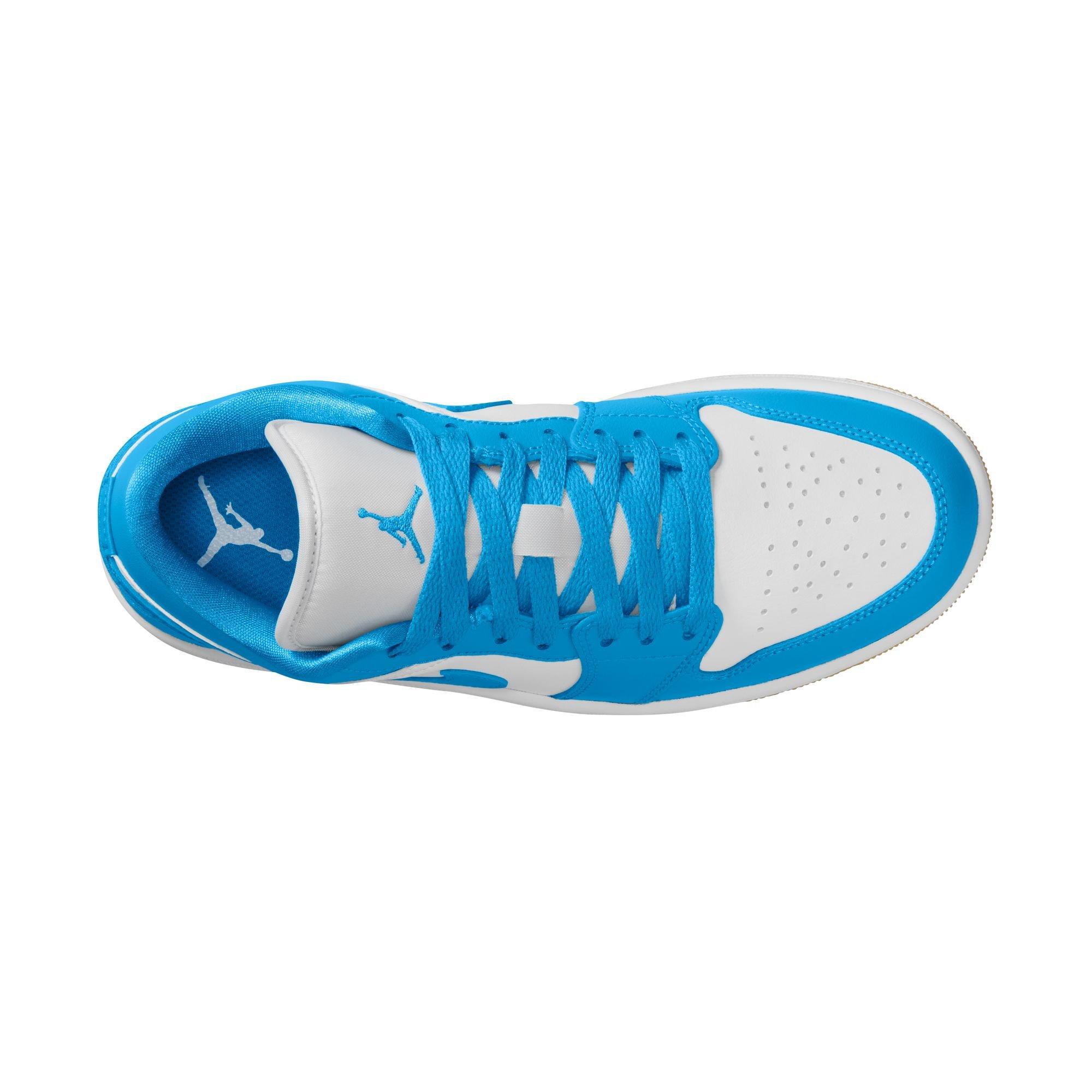 Jordan 1 Low "White/Dk Powder Blue/Gum Light Brown" Women's Shoe - BLUE/WHITE Thumbnail View 8