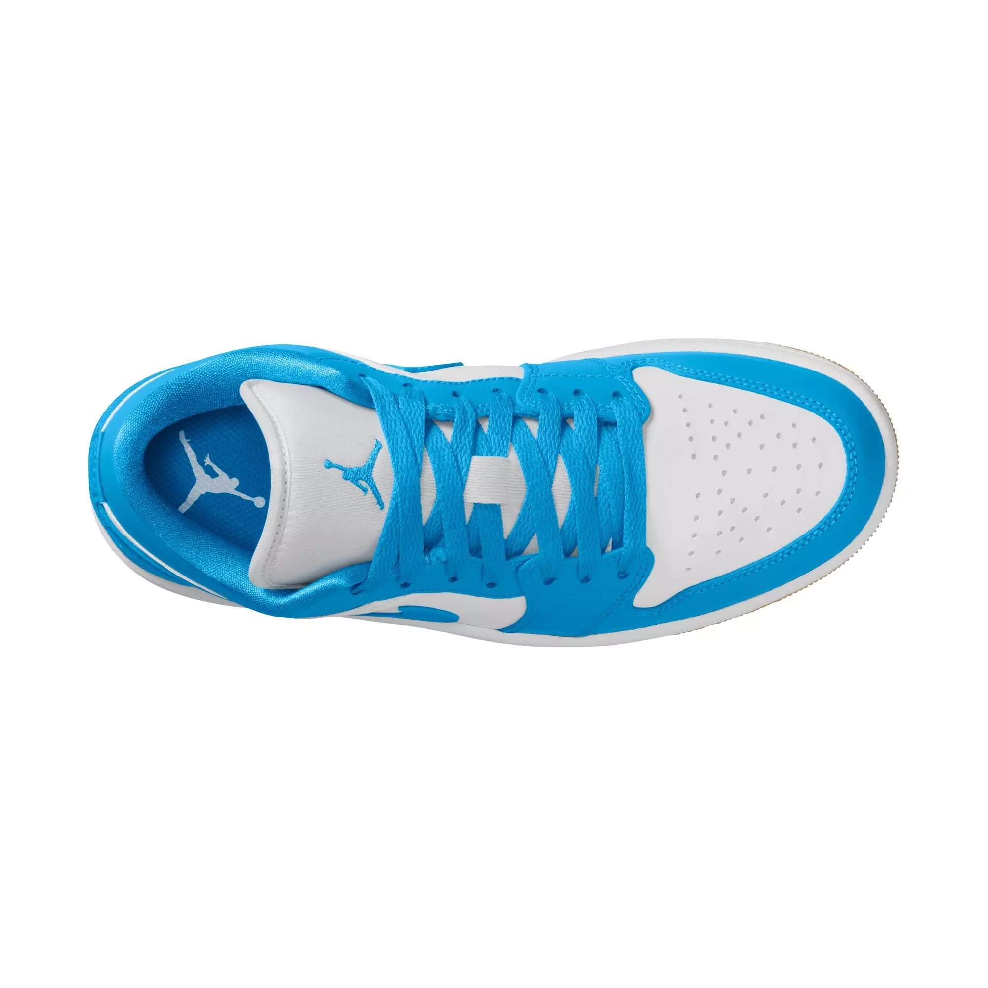 Jordan 1 Low "White/Dk Powder Blue/Gum Light Brown" Women's Shoe - BLUE/WHITE