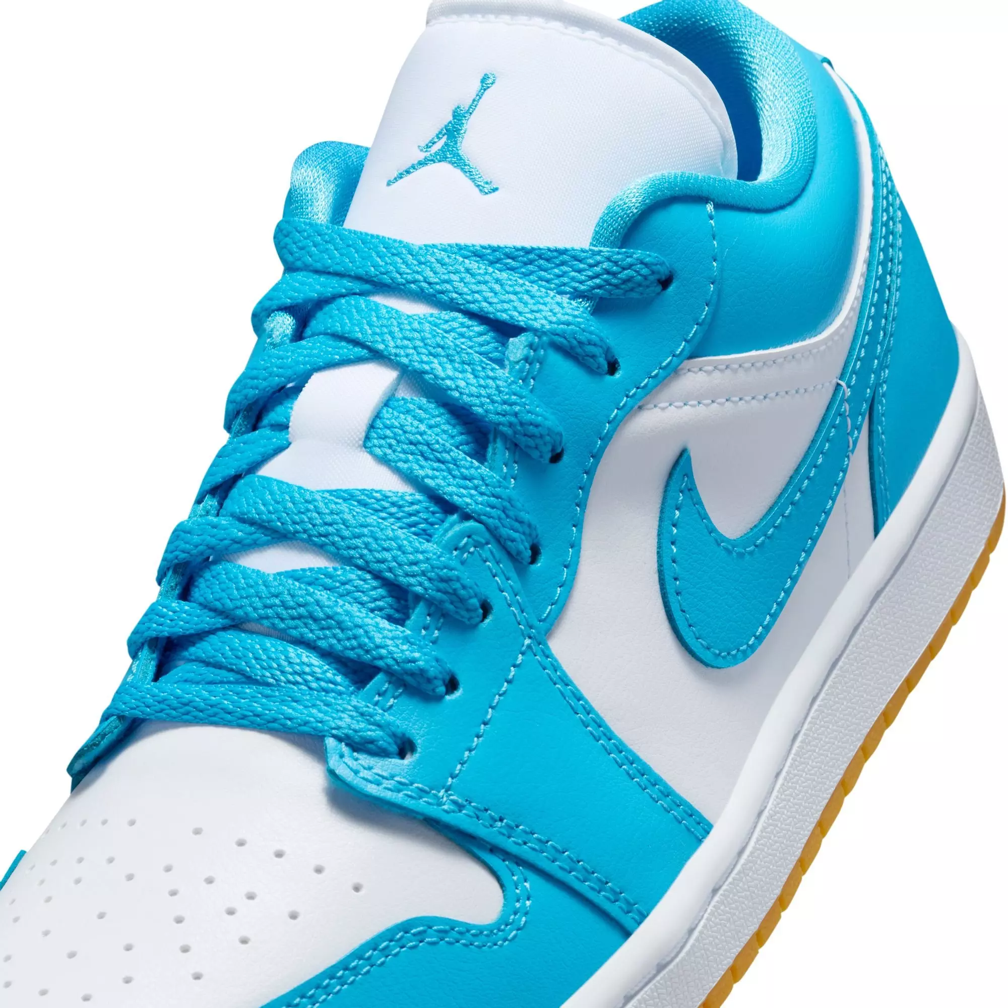 Jordan 1 Low "White/Dk Powder Blue/Gum Light Brown" Women's Shoe - BLUE/WHITE