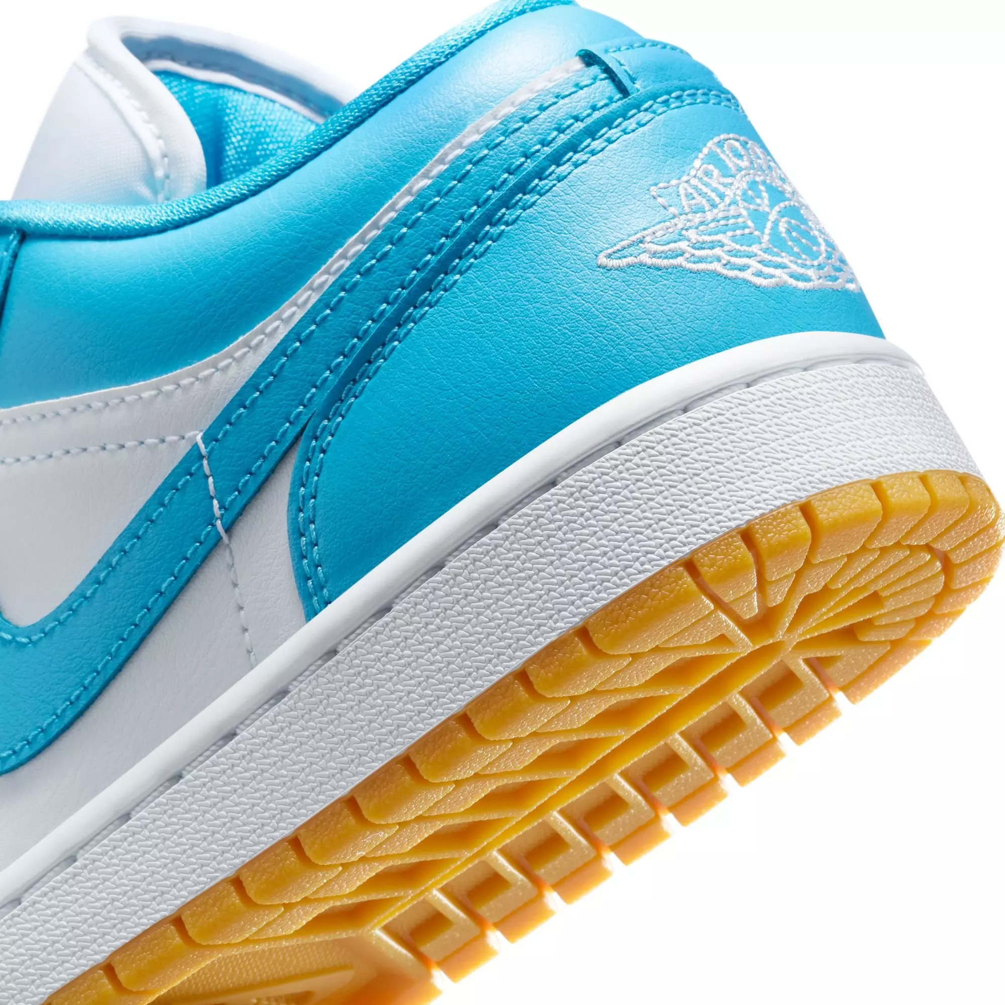 Jordan 1 Low "White/Dk Powder Blue/Gum Light Brown" Women's Shoe - BLUE/WHITE