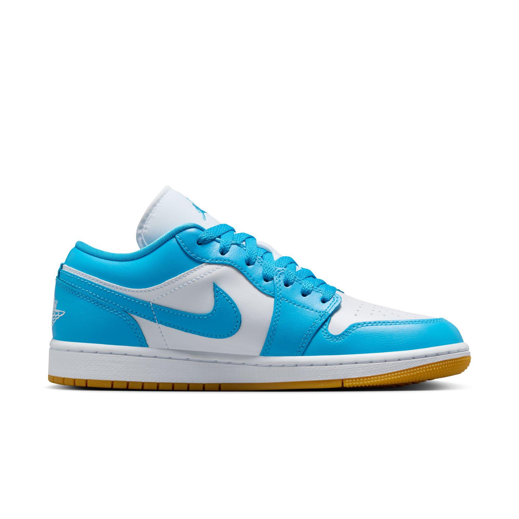 Jordan 1 Low "White/Dk Powder Blue/Gum Light Brown" Women's Shoe - BLUE/WHITE Thumbnail View 2
